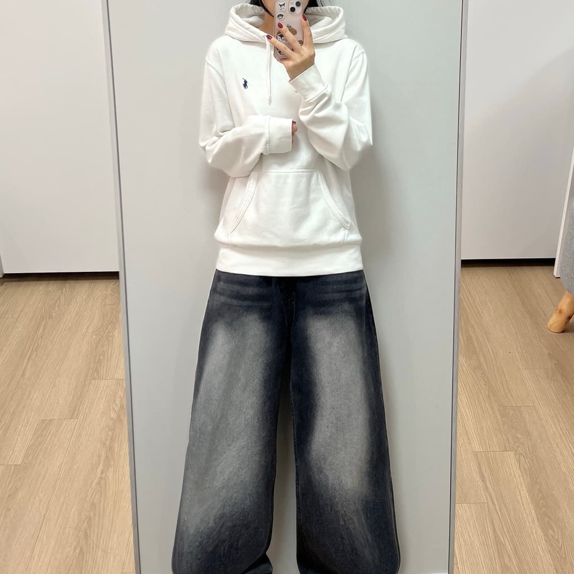 폴로 랄프로렌 신형 네이비 포니 화이트 후드티 상품이미지1