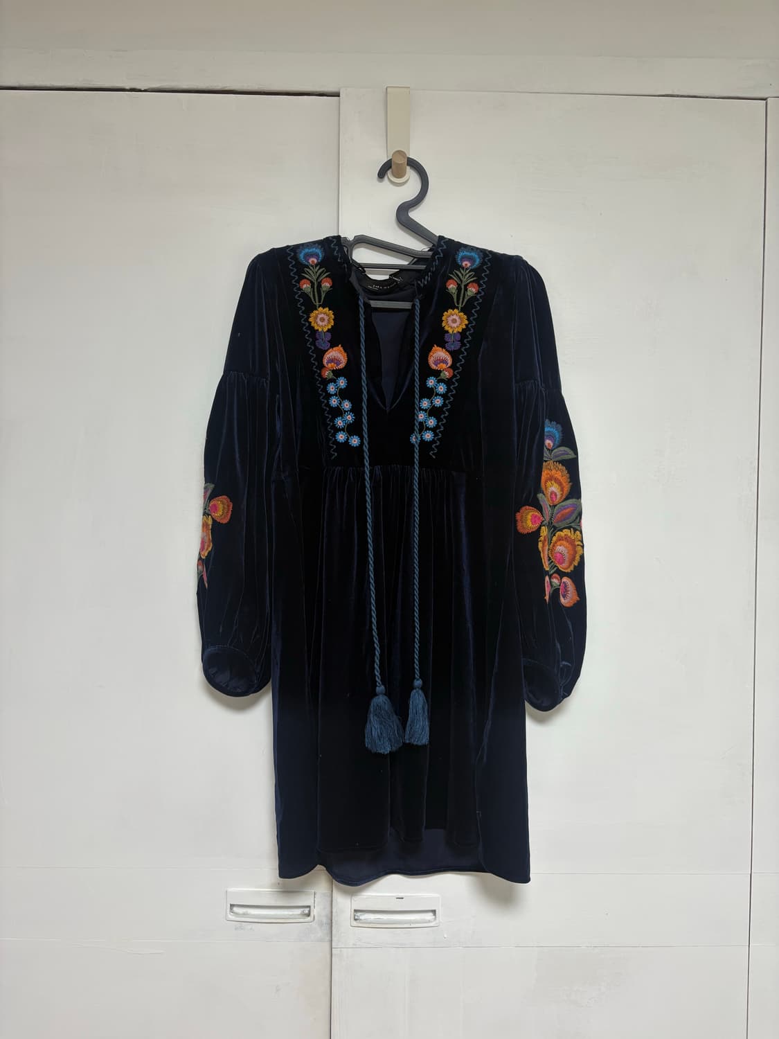 ZARA 빈티지 플라워 자수 벨벳 원피스 수 상품이미지1