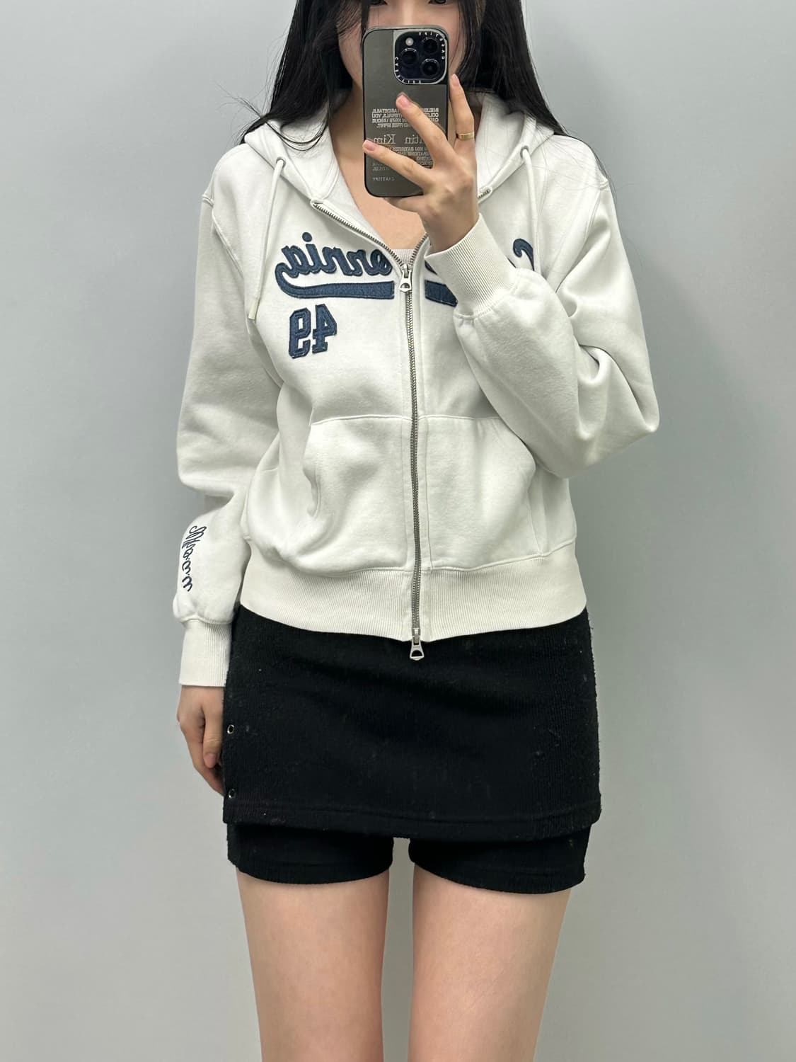 후아유 투웨이 y2k 와투케 화이트 후드집업  상품이미지1