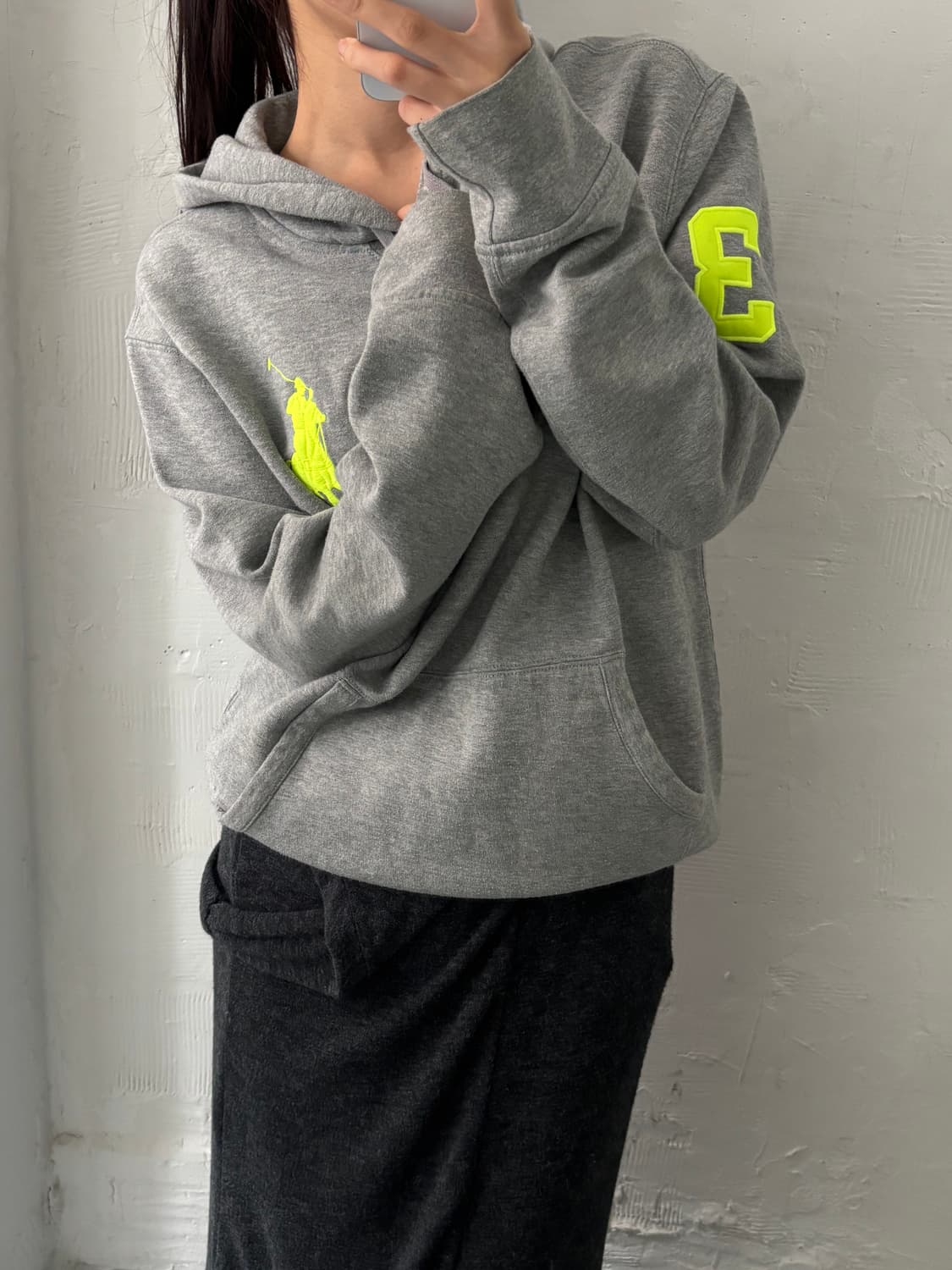 Polo 폴로 랄프로렌 네온 빅포니 그레이 컬러 후드집업 상품이미지1