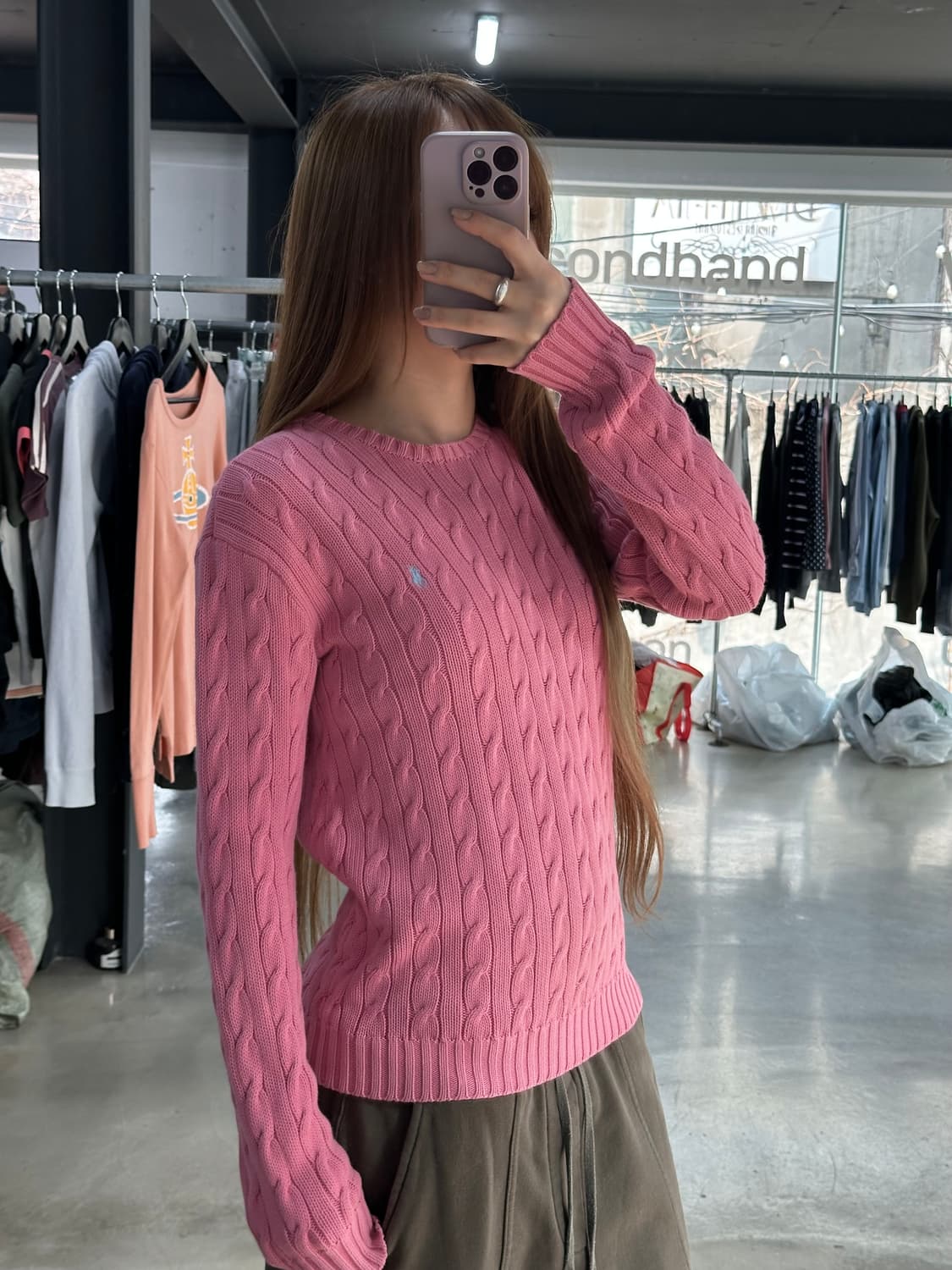 폴로랄프로렌 꽈배기 케이블 니트 핑크 상품이미지1