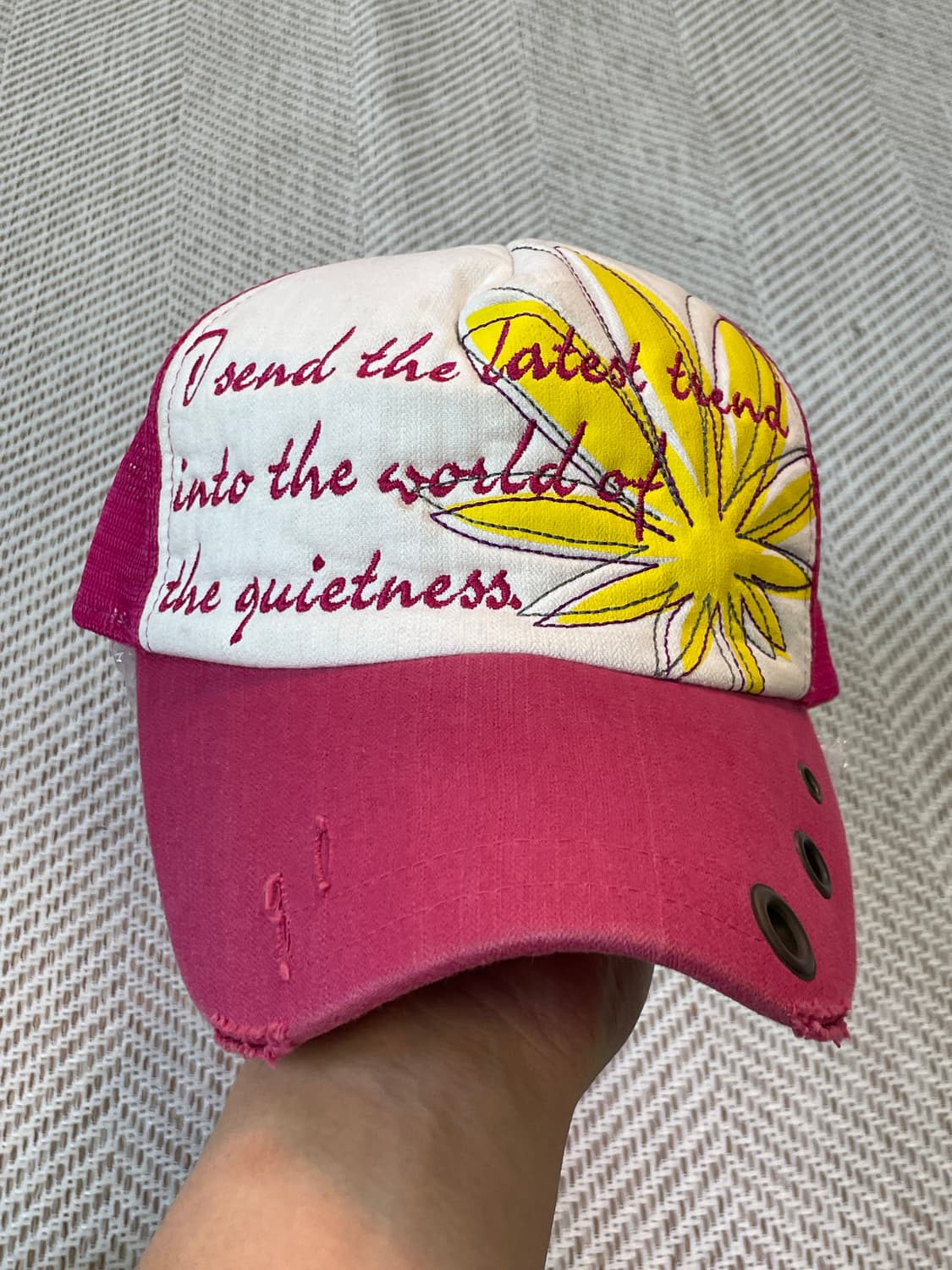 빈티지 y2k 자수 데미지 볼캡  J03335 상품이미지1