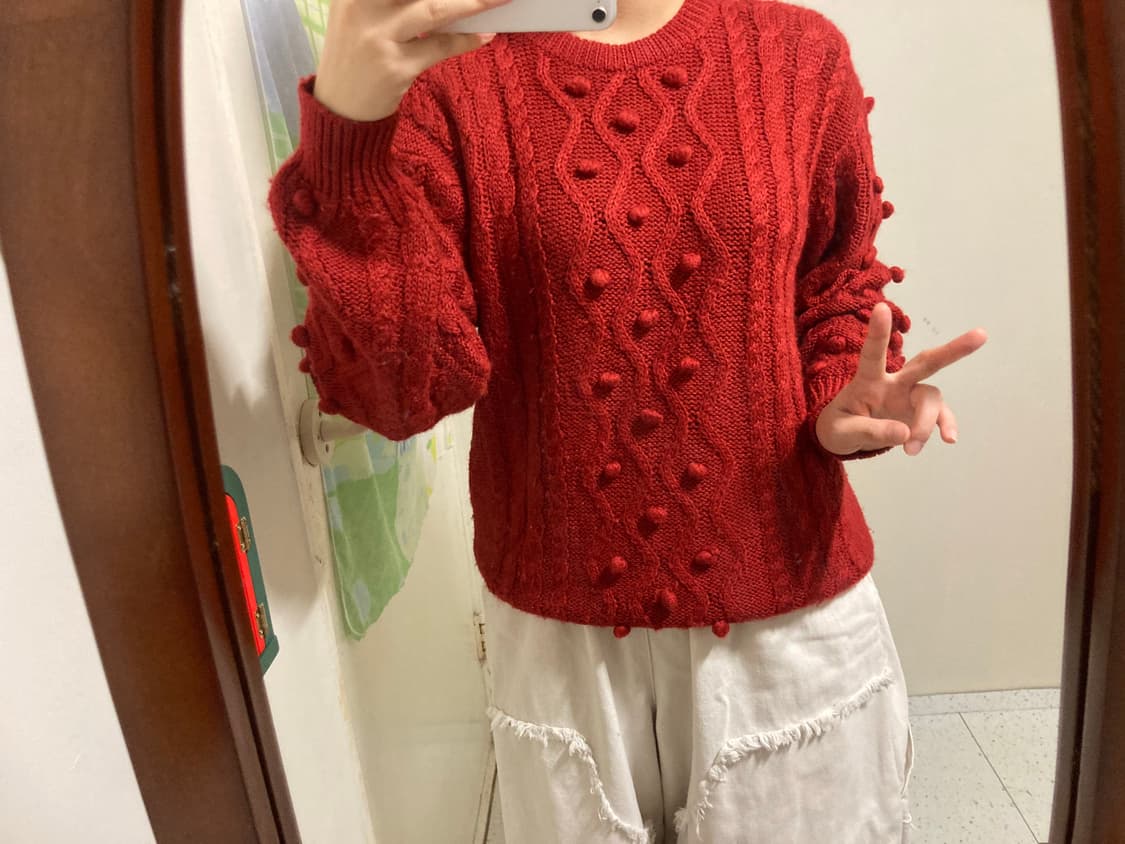 딸기 폼폼이 니트 상품이미지5