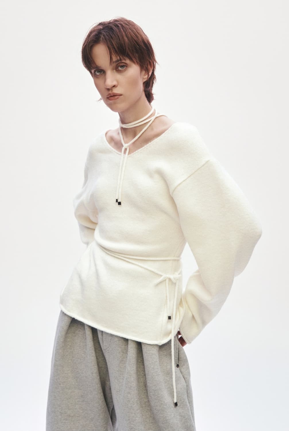 트리밍버드 2-way 투웨이 니트 화이트 상품이미지1