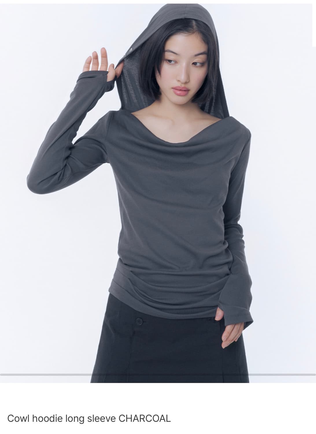미세키서울 cowl hoodie long sleeve charcoal 상품이미지1