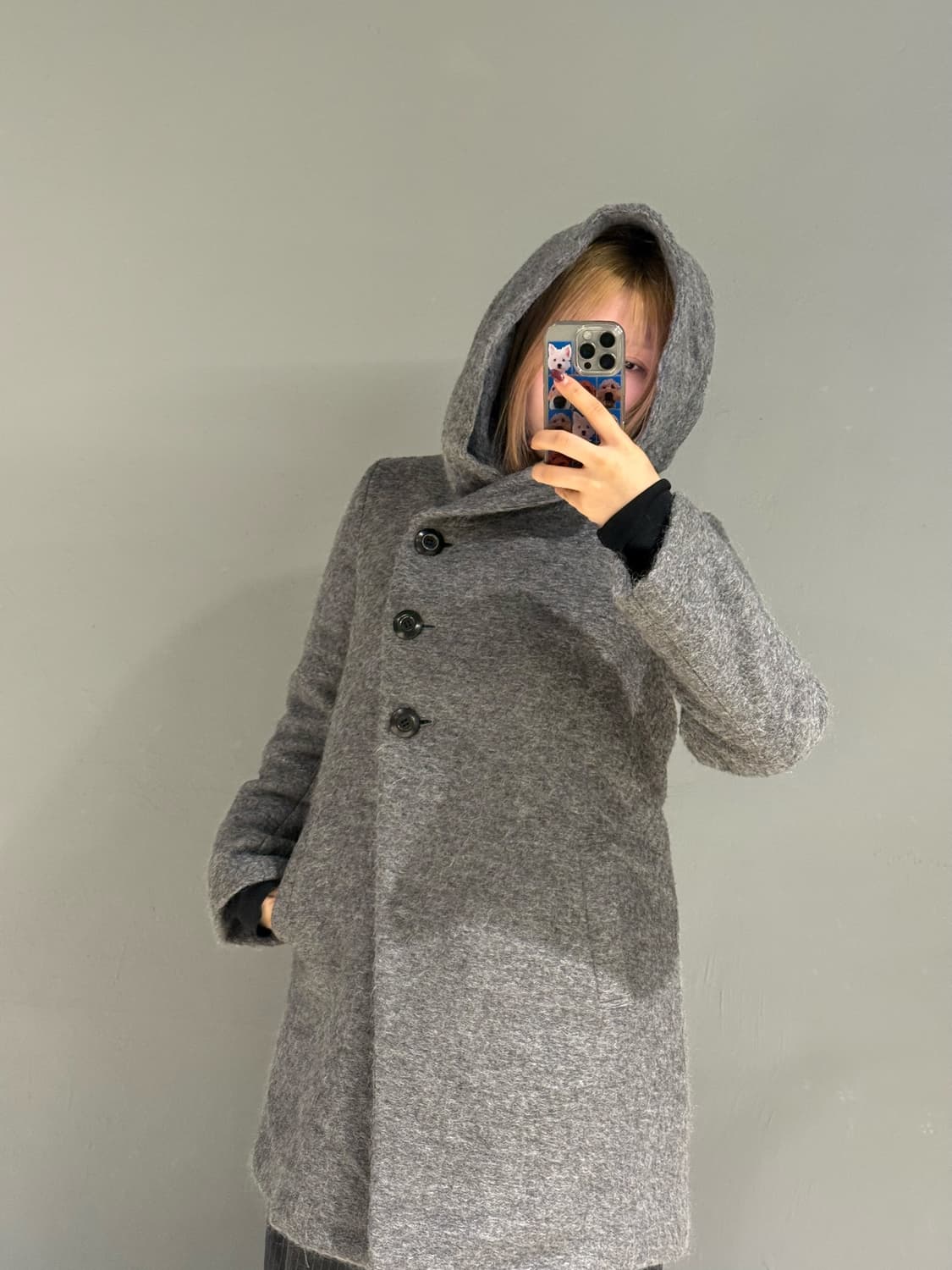 big hood side button detail coat  상품이미지4