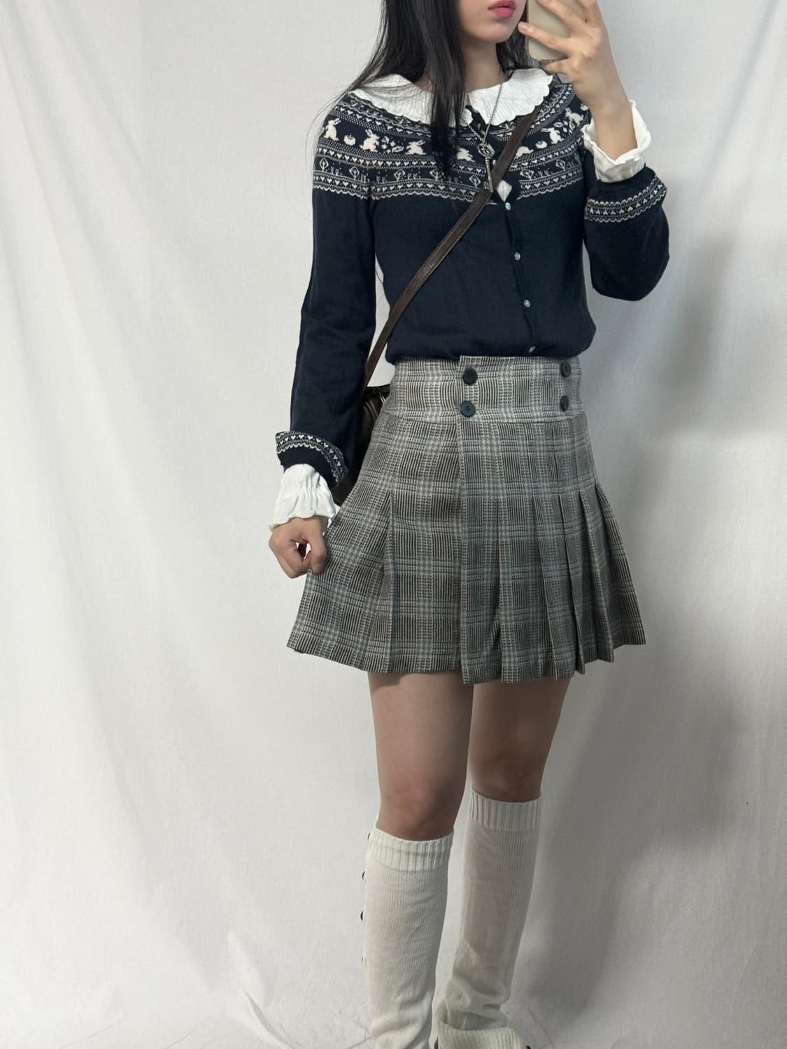 울 더블 버튼 랩 스커트 상품이미지5