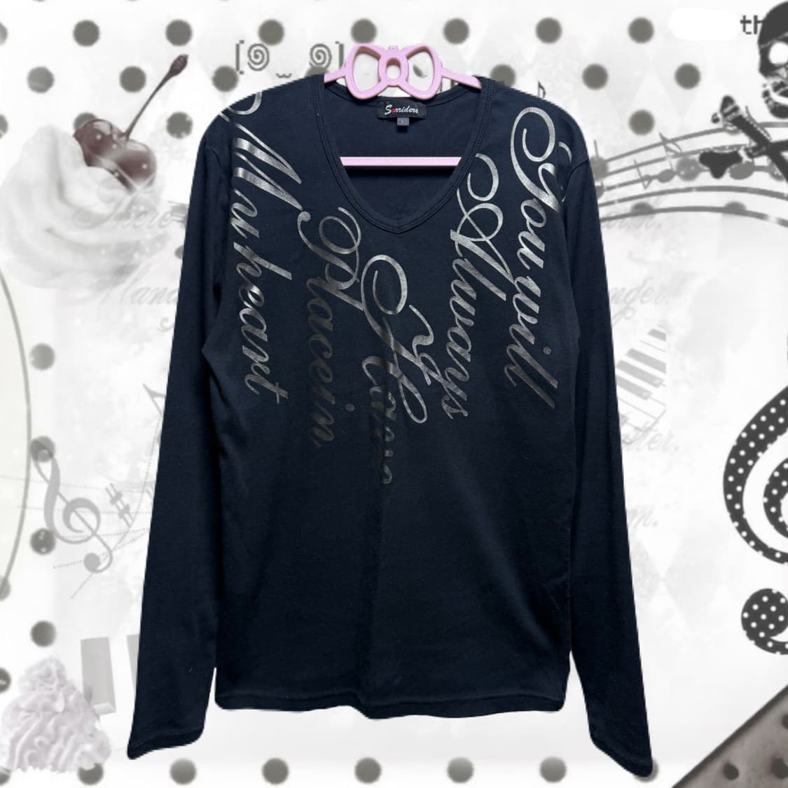 y2k 펑크 브이넥 레터링 롱슬리브 상품이미지1
