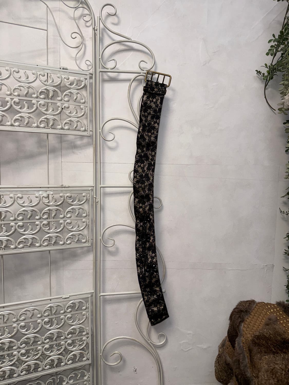 Black floral lace beads detail buckle 벨트 상품이미지4