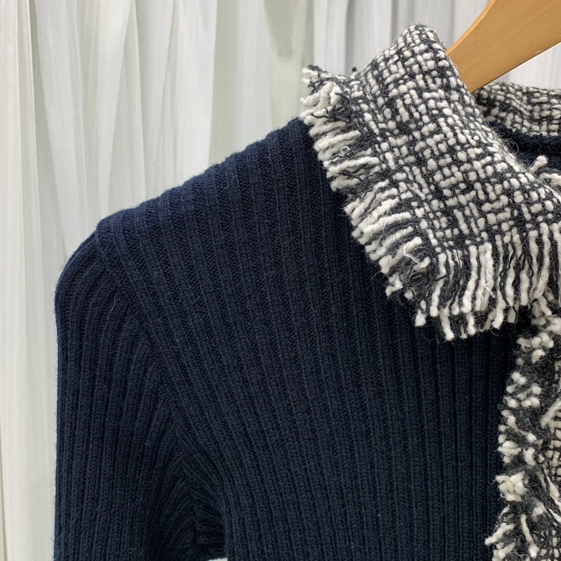 일본 빈티지 G.dream 트위드 배색 골지 가디건 1692 상품이미지2