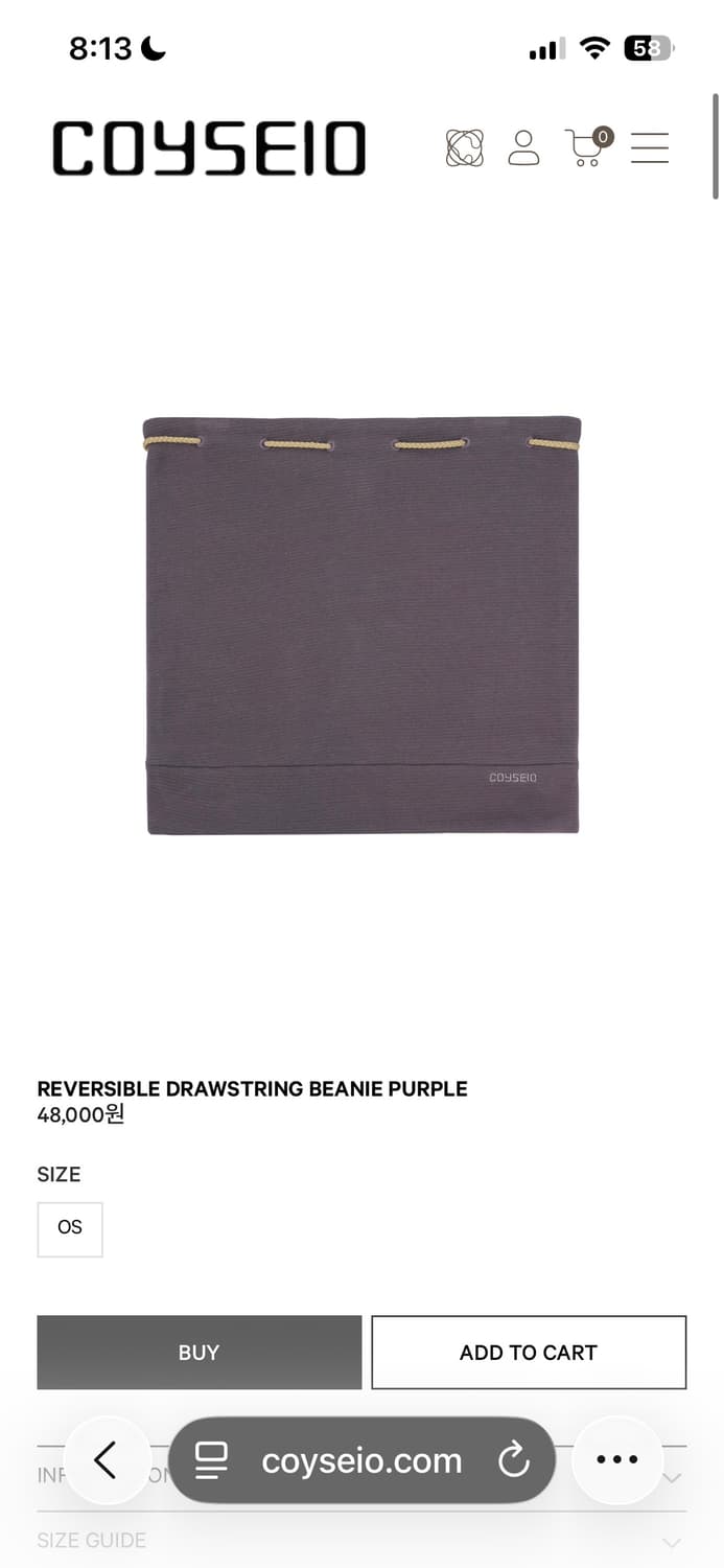 REVERSIBLE DRAWSTRING BEANIE PURPLE 상품이미지1