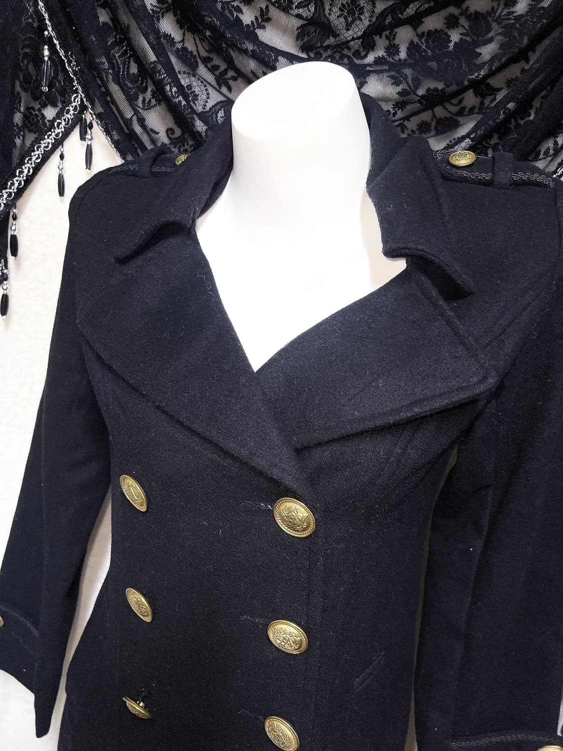 로맨틱고딕 로걀 오네갸루 블랙 금장 버튼 더블 코트 자켓 고스로리 펑크 상품이미지5