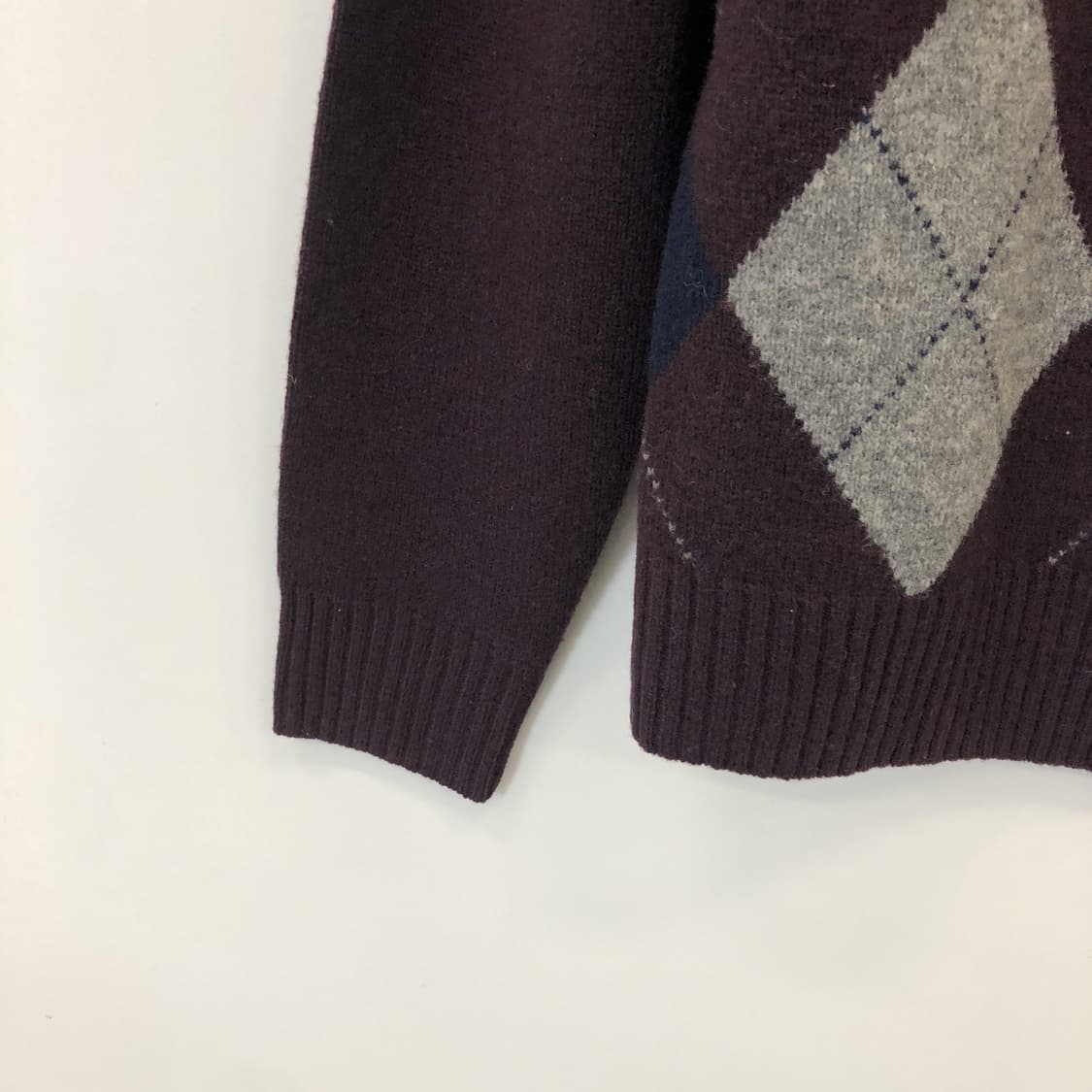 브룩스브라더스 모 100% 아가일 니트집업 S  상품이미지3