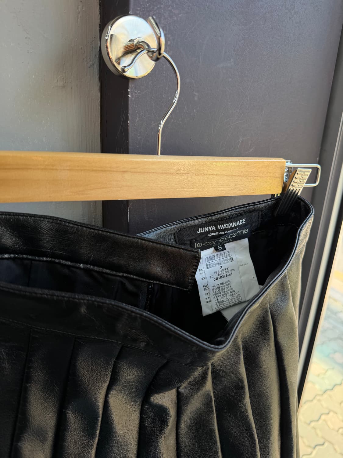 S/ 준야 와타나베 2011FW 레더 플리츠 스커트 블랙 상품이미지6