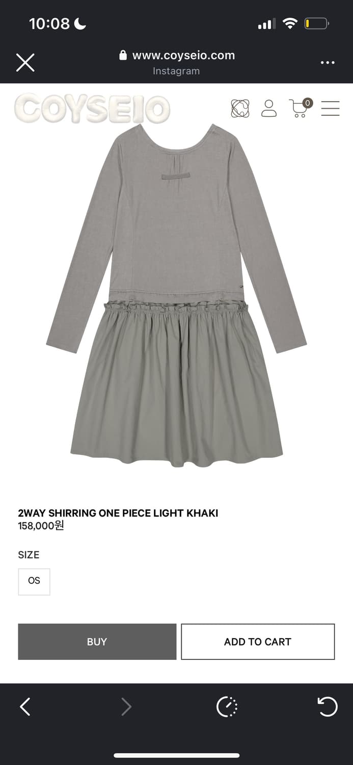 Coyseio 투웨이 셔링 원피스 라이트카키 상품이미지1