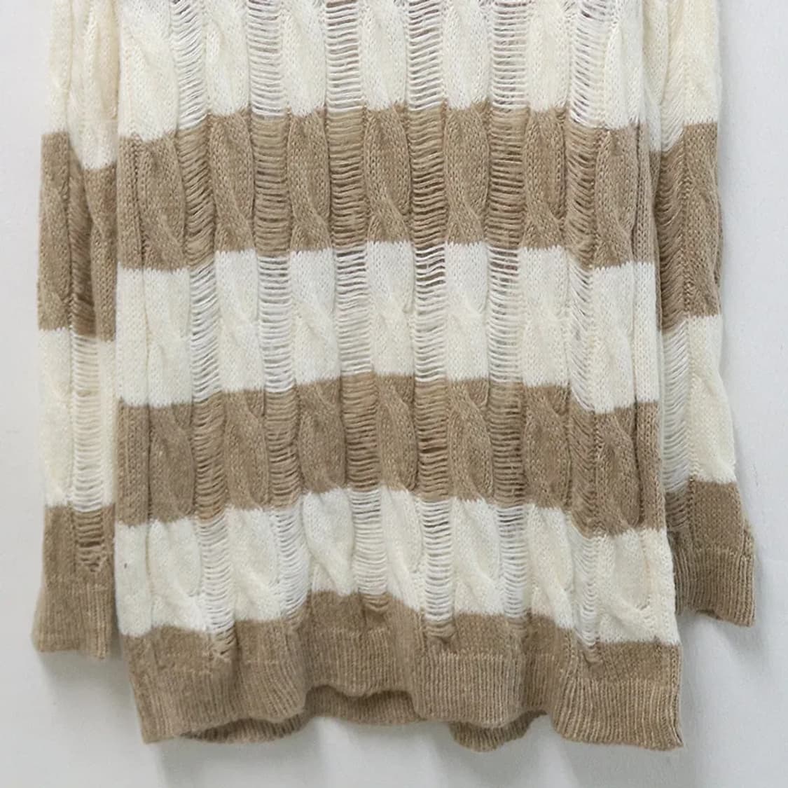 ANK ROUGE  스트라이프 롱 꽈배기 니트  64388 상품이미지4