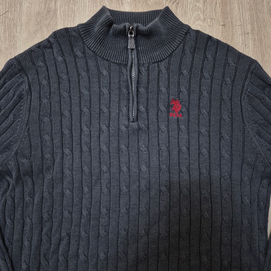 US 폴로 아센 스몰포니 꽈배기 반집업 니트 M(95) 상품이미지2