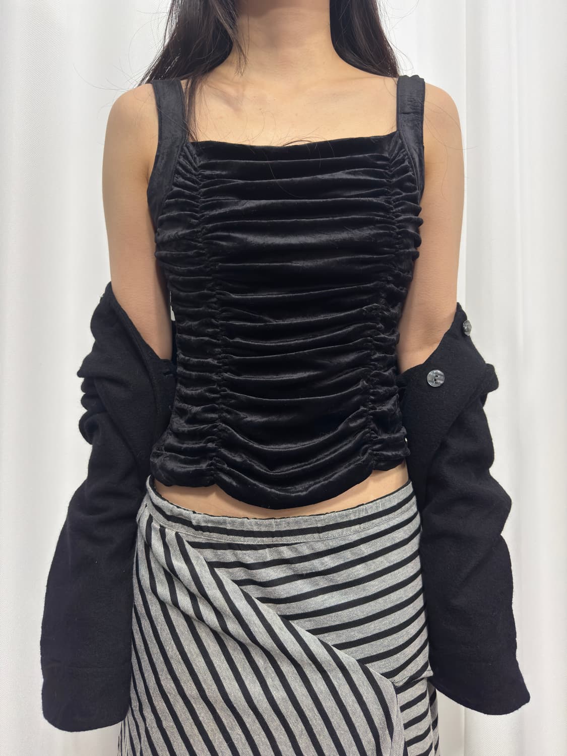 moga velvet shirring sleeveless 상품이미지1