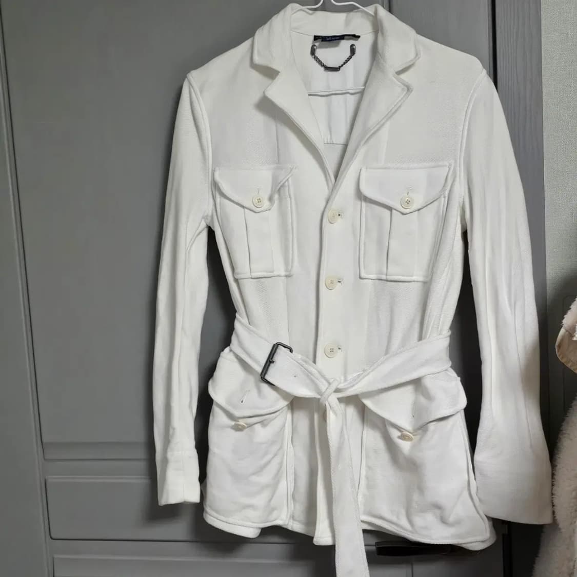 정품)55/S/폴로 랄프로렌 화이트 벨트 자켓 상품이미지1