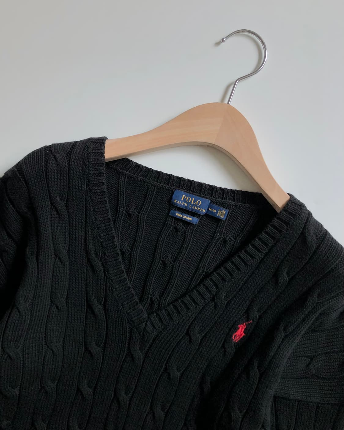Polo 폴로 랄프로렌 신형 우먼 블랙컬러 케이블 브이넥 니트 상품이미지2