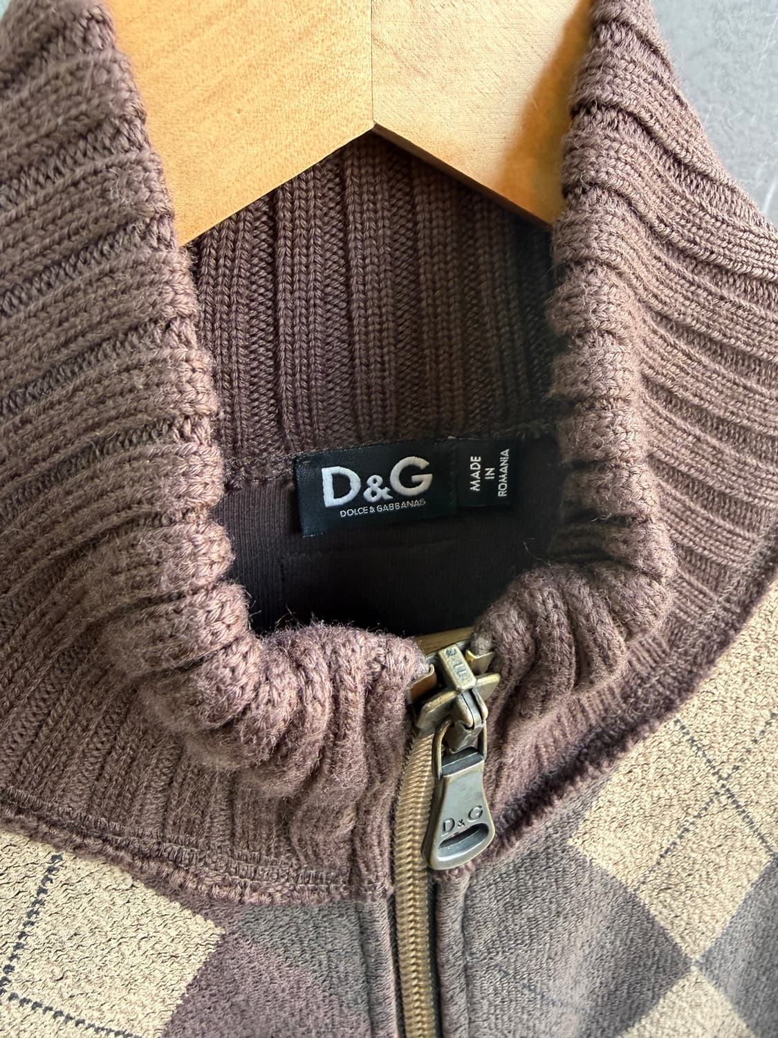 L/ 돌체앤가바나 아가일 백패치 니트 집업 상품이미지5