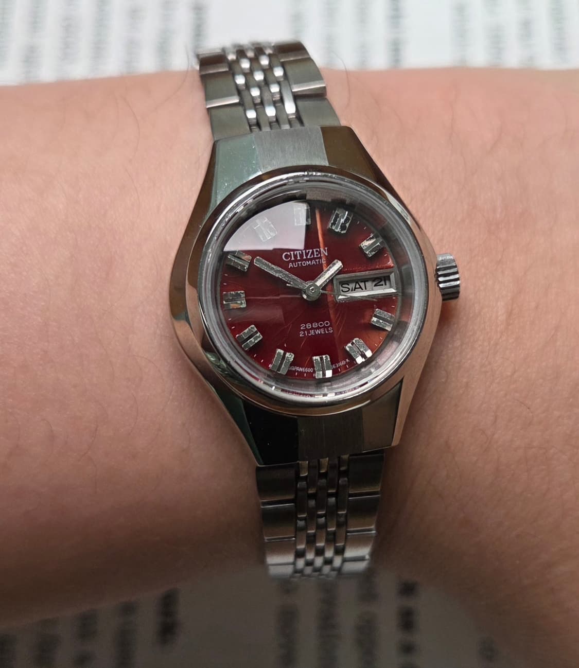 레어] 빈티지 시티즌 28800 하이비트 브라운판 컷유리 데이데이트 여성 상품이미지8