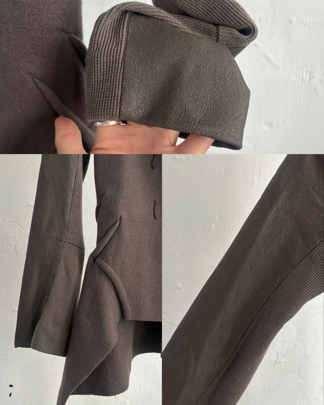 Rick Owens 릭오웬스 브라운 울 트리밍 언발 자켓  상품이미지8