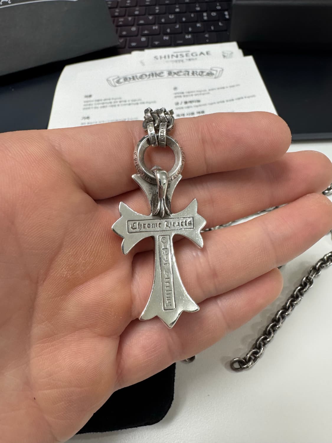 크롬하츠 스몰크로스 페이퍼체인 일체형 30인치 판매 상품이미지3