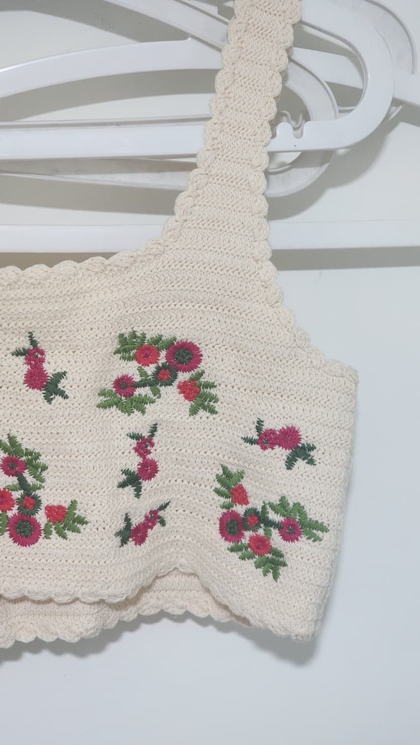 아이보리 플라워 뜨개 크로쉐 탑 상품이미지4