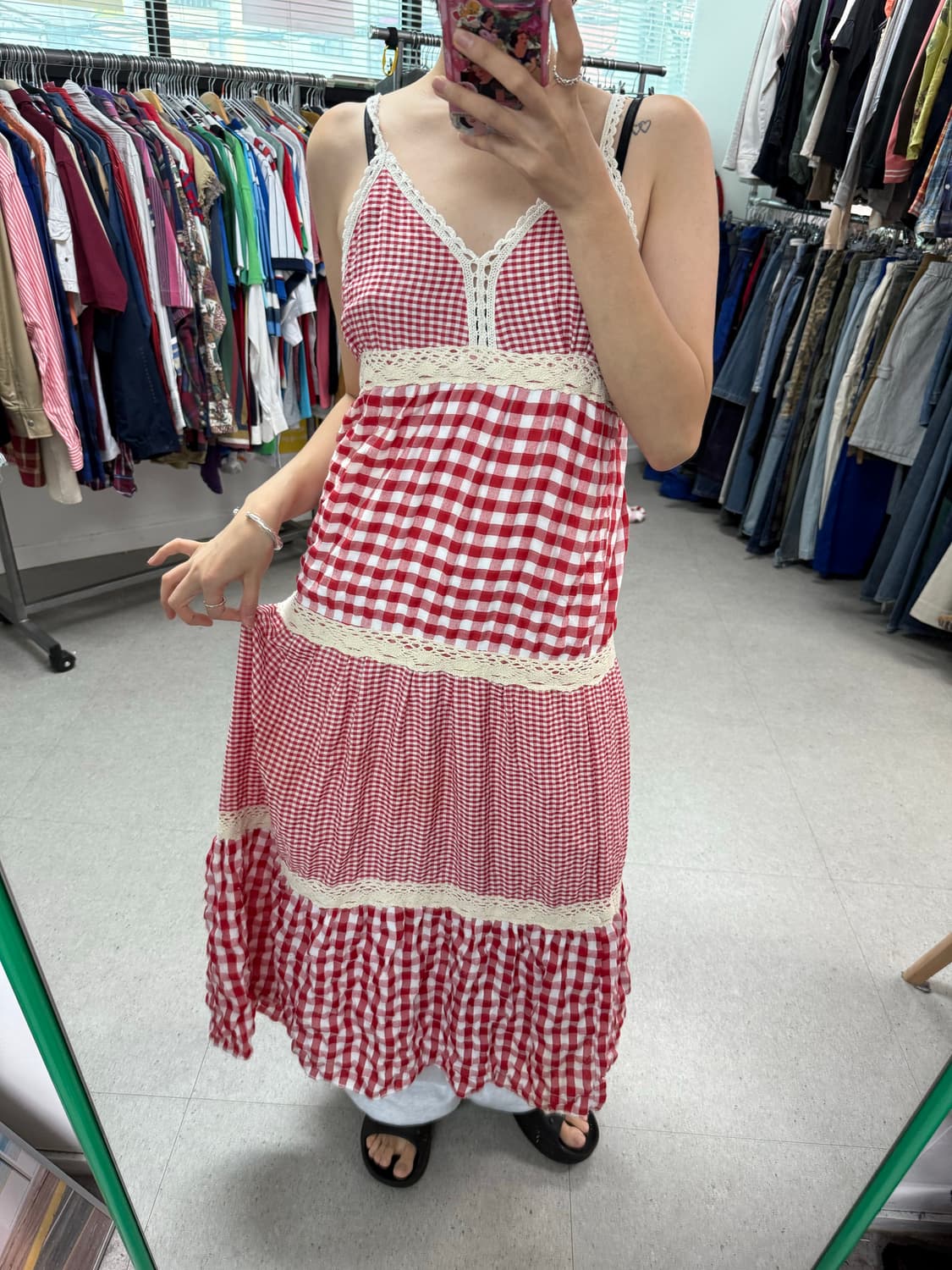 Japan check crochet onepiece 체크원피스  상품이미지8