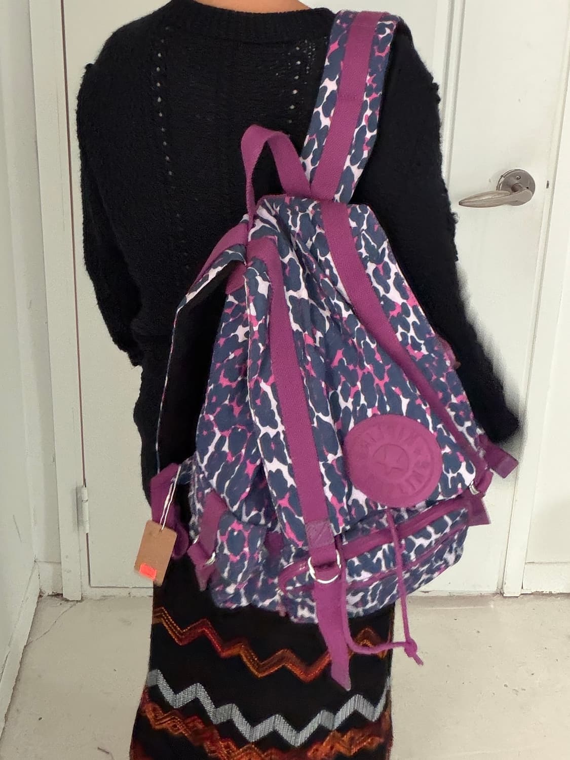 키플링 퍼플 레오파드 복주머니 백팩 상품이미지2