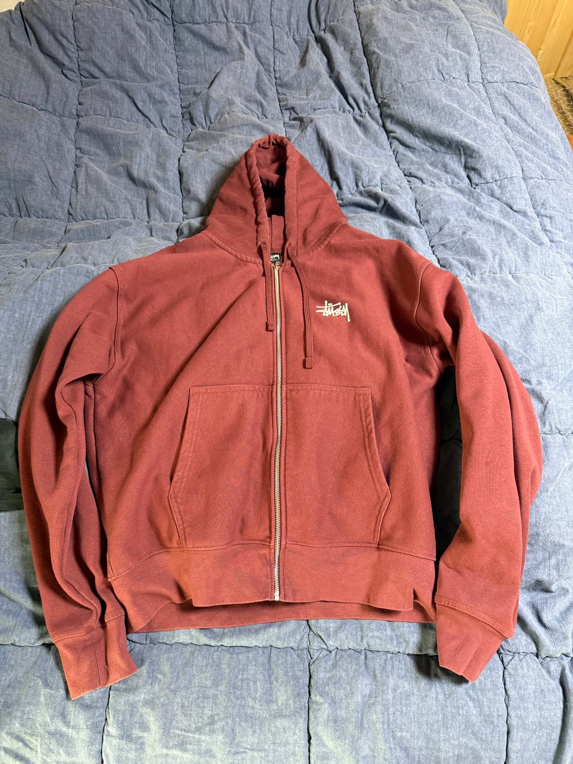 스투시 후드집업 버건디 L 상품이미지1