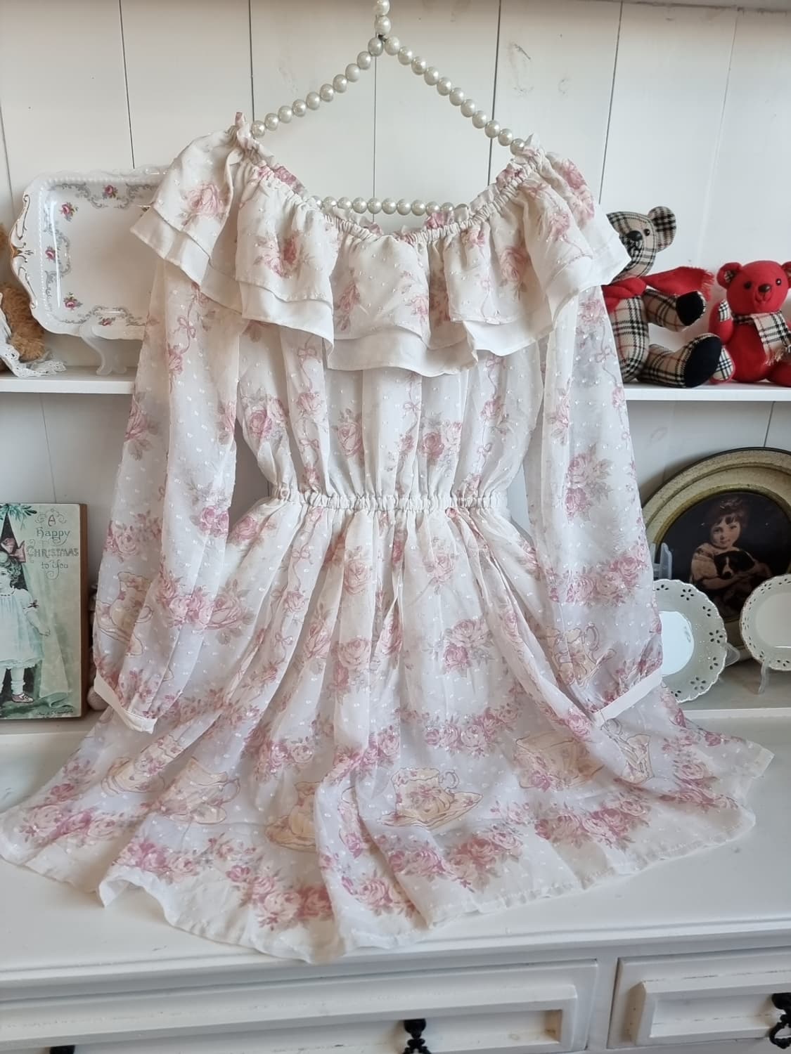 Liz Lisa(리즈리사) 티세트 플라워 프릴 오프숄더 원피스 상품이미지6