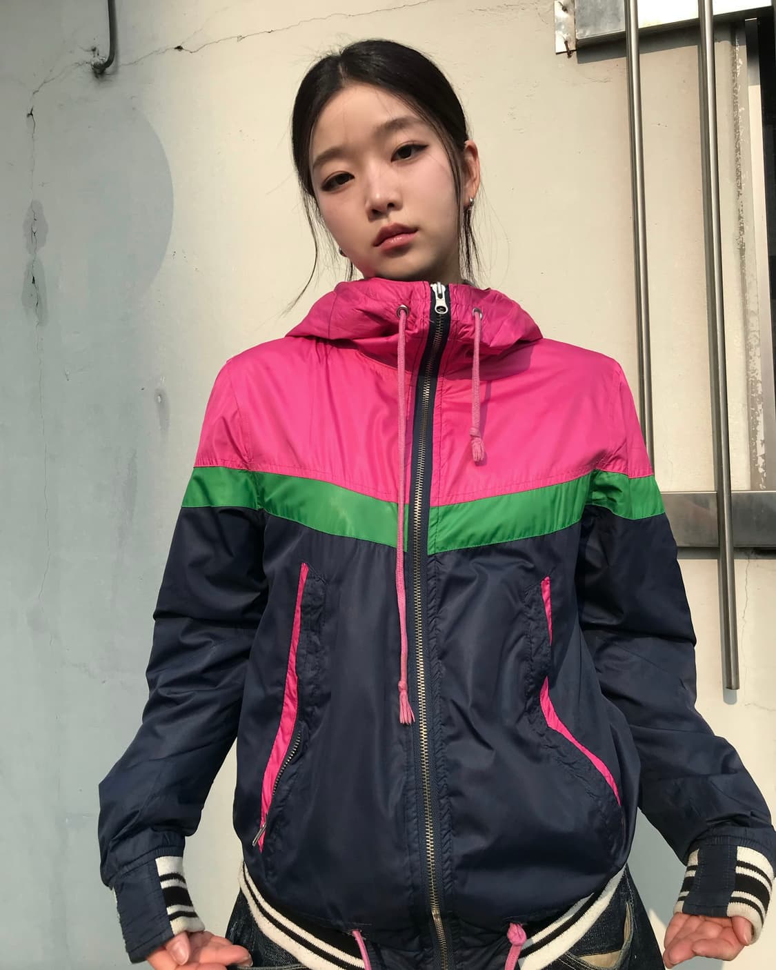 컬러 믹스 후드 집업 자켓  상품이미지4