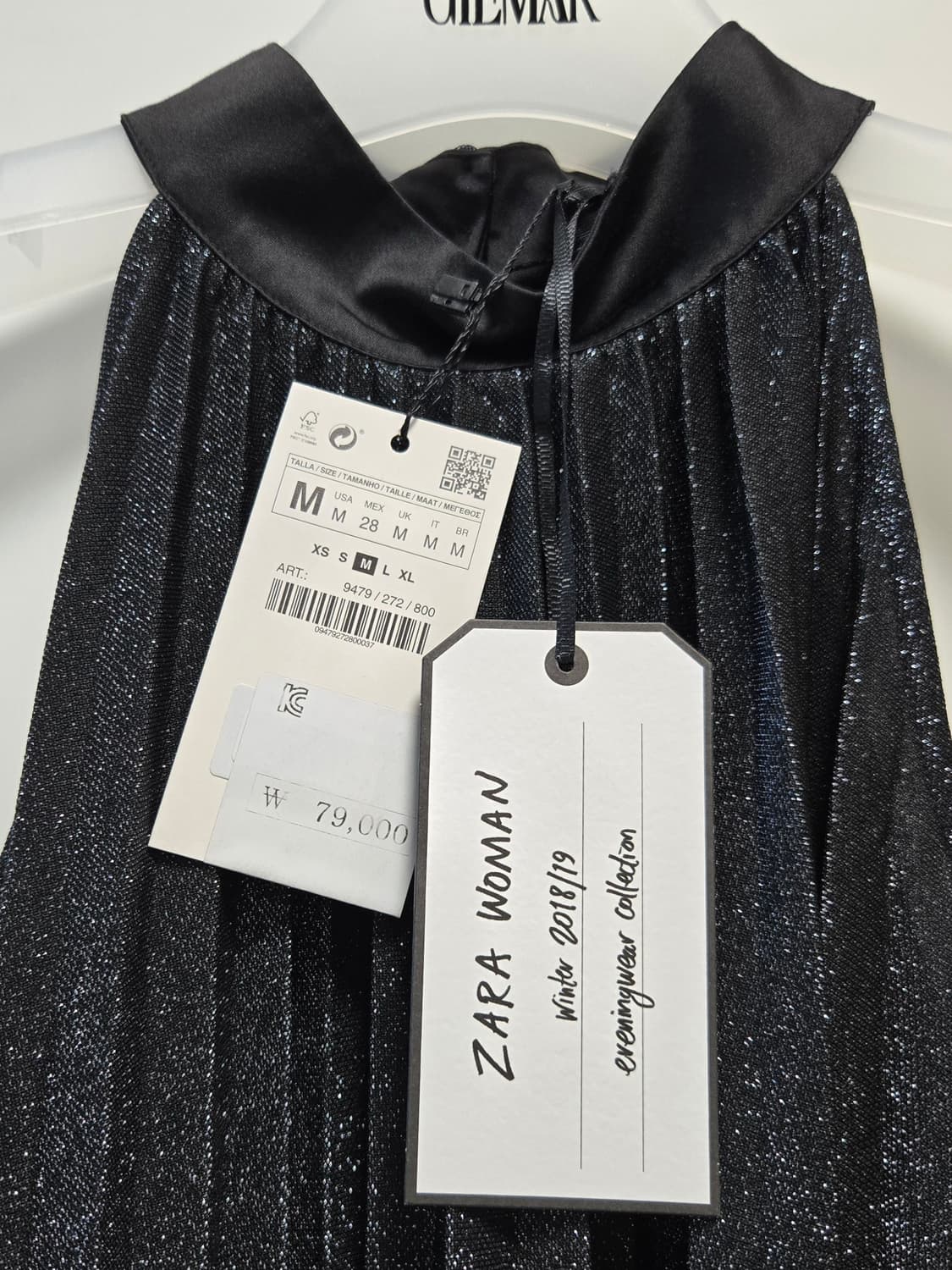 (새상품) ZARA 자라 글리터 홀터넥 플리츠 드레스 M 상품이미지8