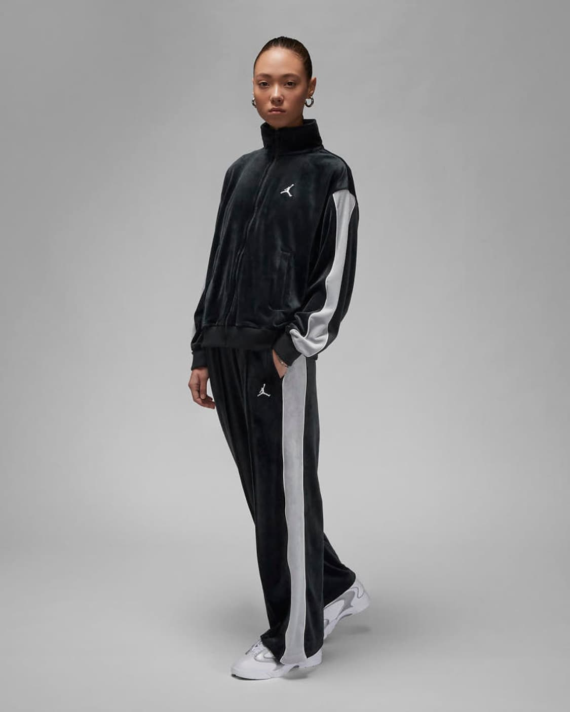 나이키 조던 여성 플라이트 벨루어 벨벳 사이드라인 셋업 세트 블랙 상품이미지7
