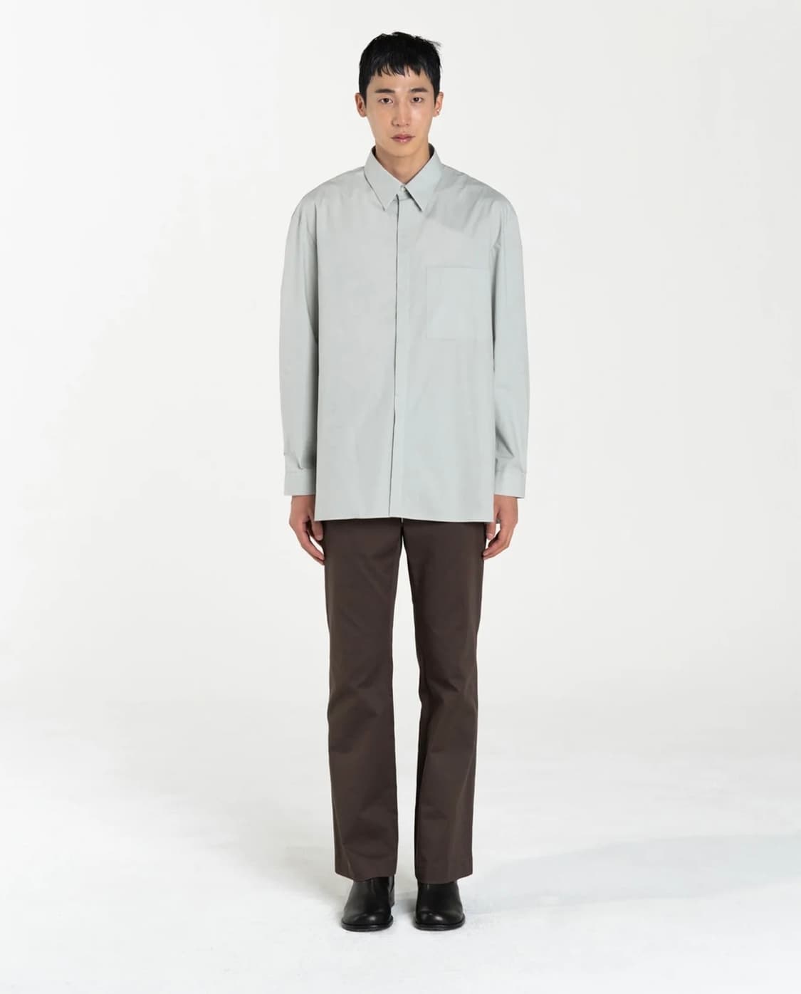 아모멘토 스퀘어 포켓 오버사이즈 셔츠M 그레이 상품이미지6