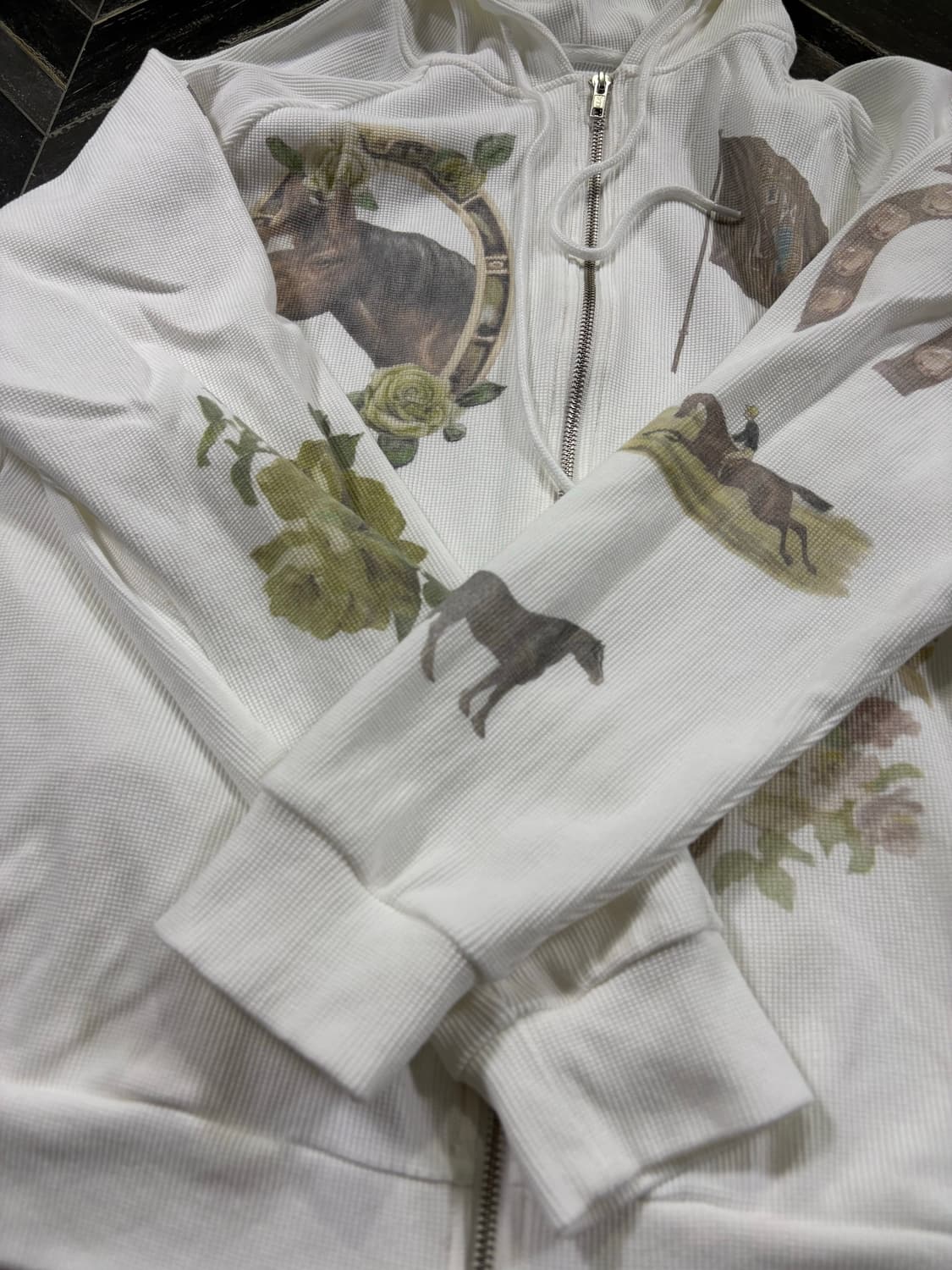 투머치택스 웨스턴 와플 집업 후디 화이트 상품이미지4