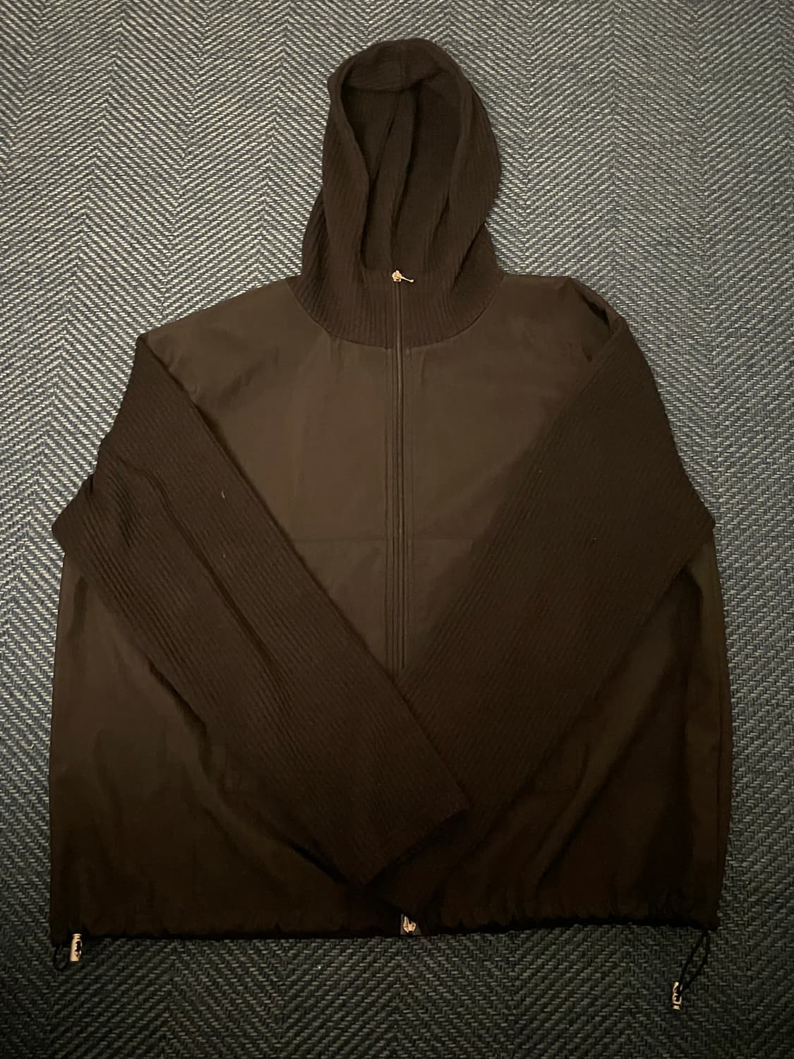 디서먼트 배색 후드집업 블랙 상품이미지5