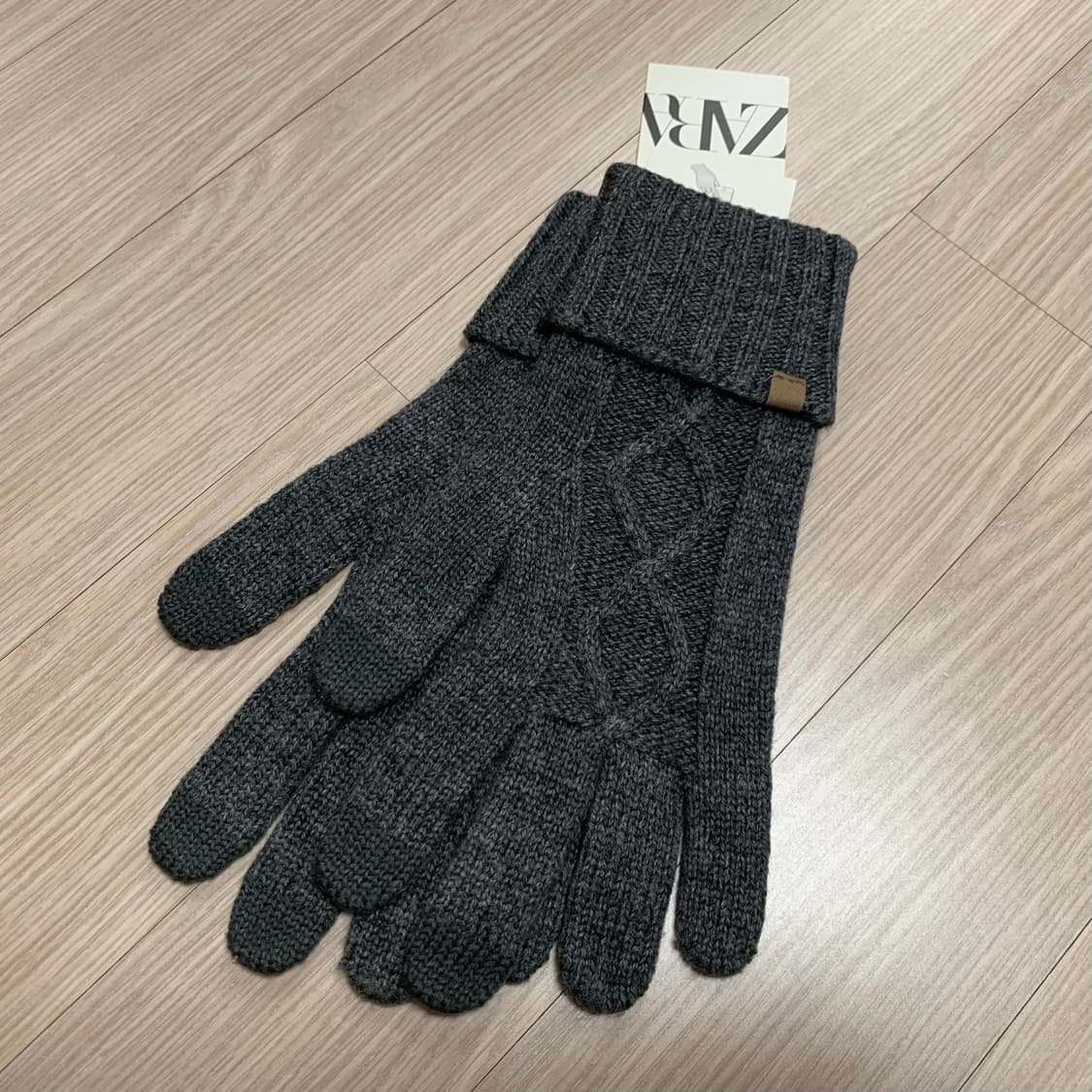 자라 지오메트릭 자카드 장갑 울 케이블 니트 장갑 상품이미지5