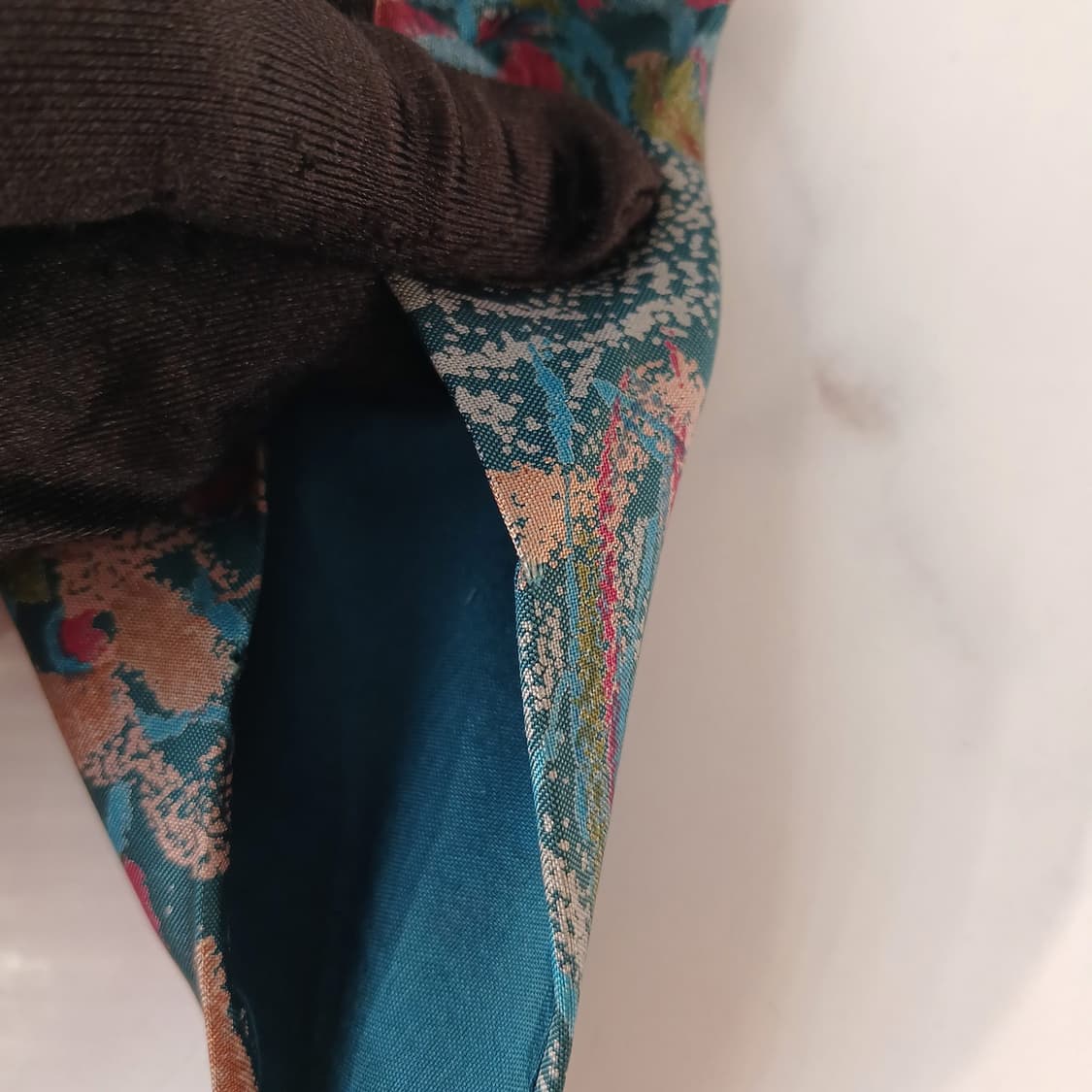 시나왓라 타이 실크 블루 아트 패턴 넥타이 9.6cm B등급 A19437 상품이미지7