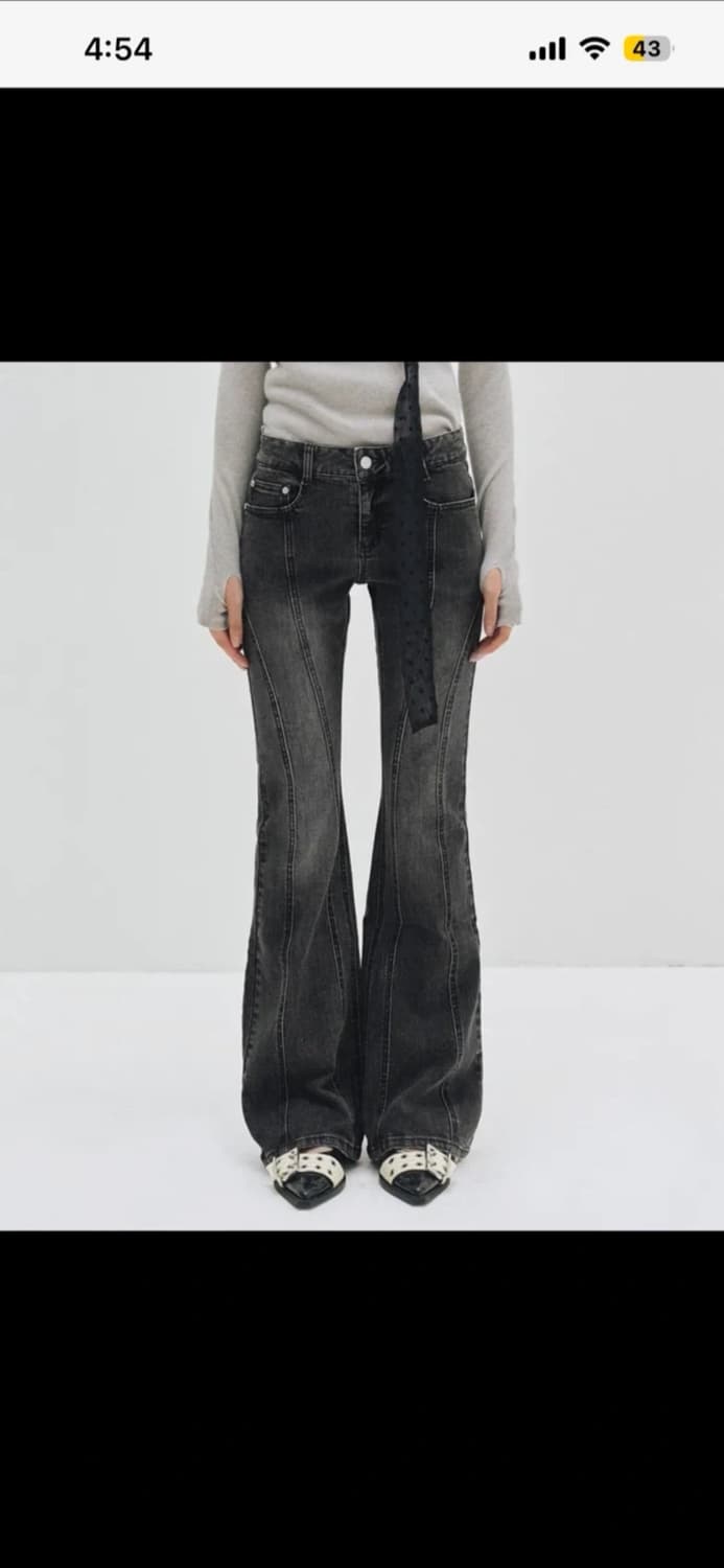 데케트 우먼 커브드 슬림 로우라이즈 플레어 진 (블랙) 상품이미지1