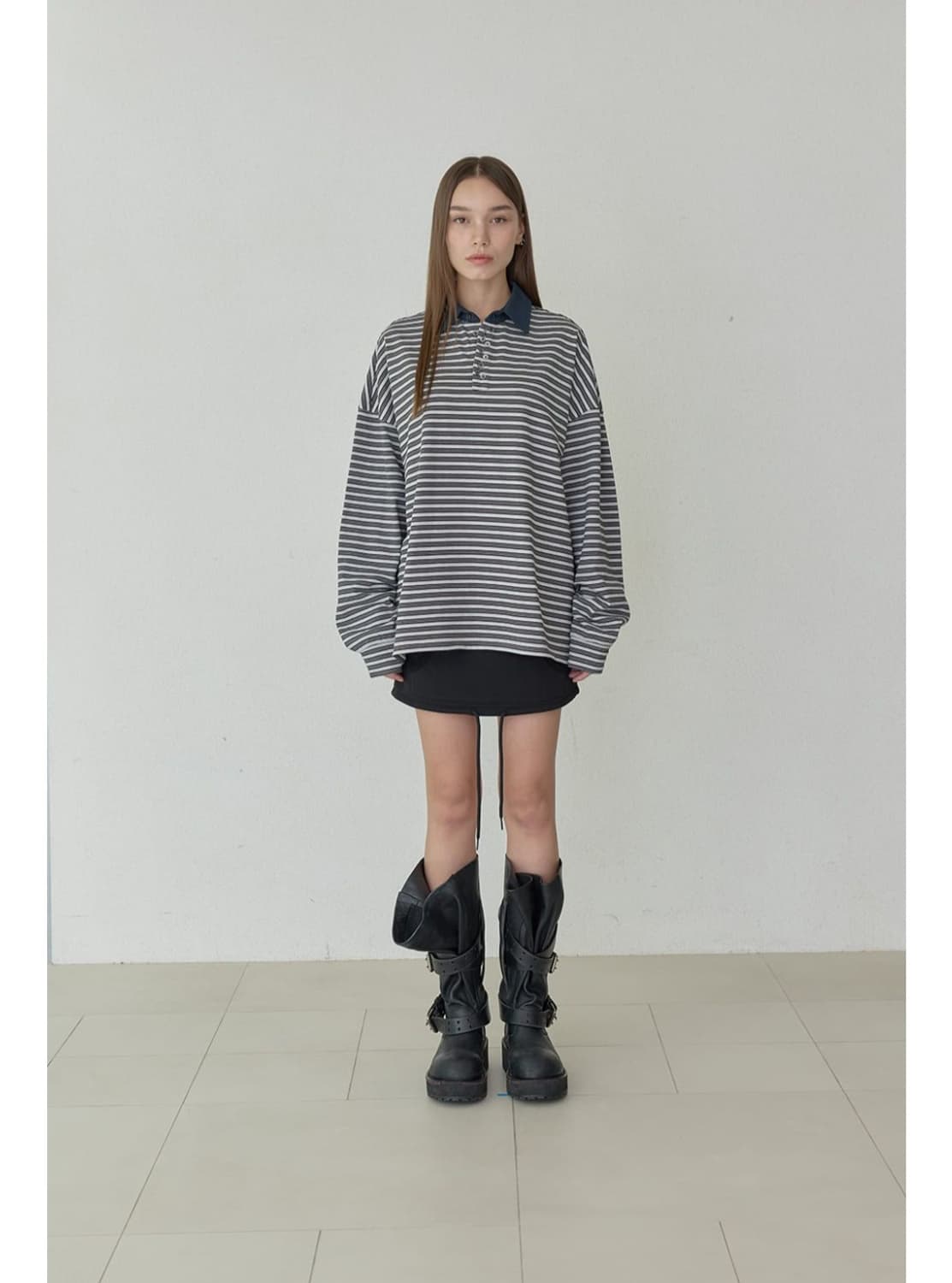 ORDES 오데스 헤일리 버튼 PK 티셔츠 (그레이) 미착용 상품이미지5