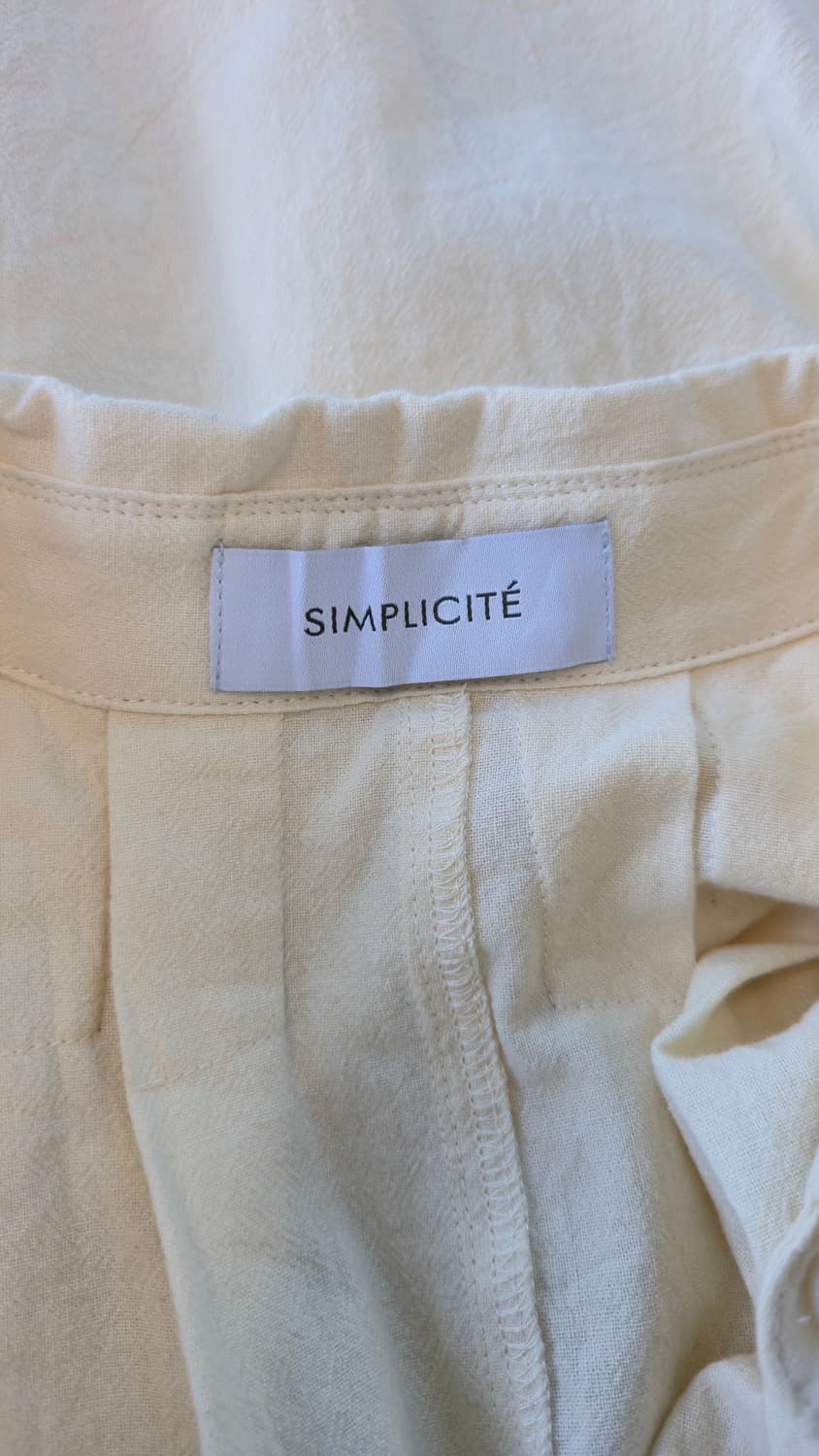 면 셔츠 롱 원피스 크림 반팔 투포켓 옆트임 상품이미지5