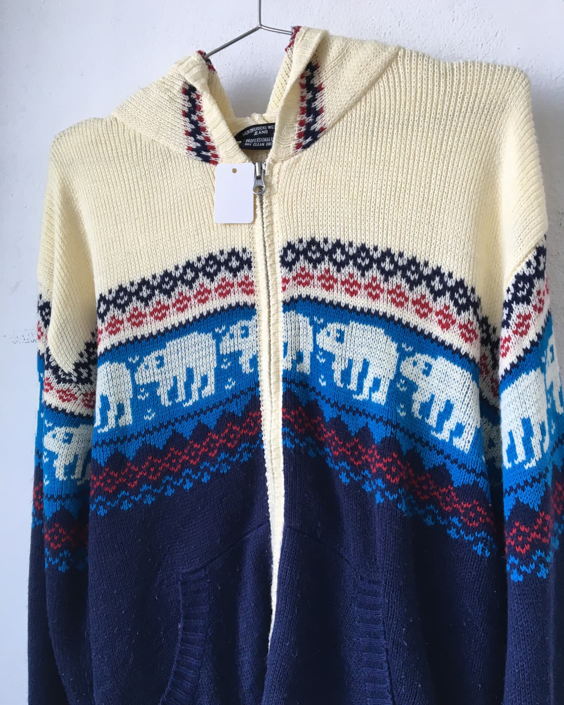 Bear pattern knit hood zip up 상품이미지4