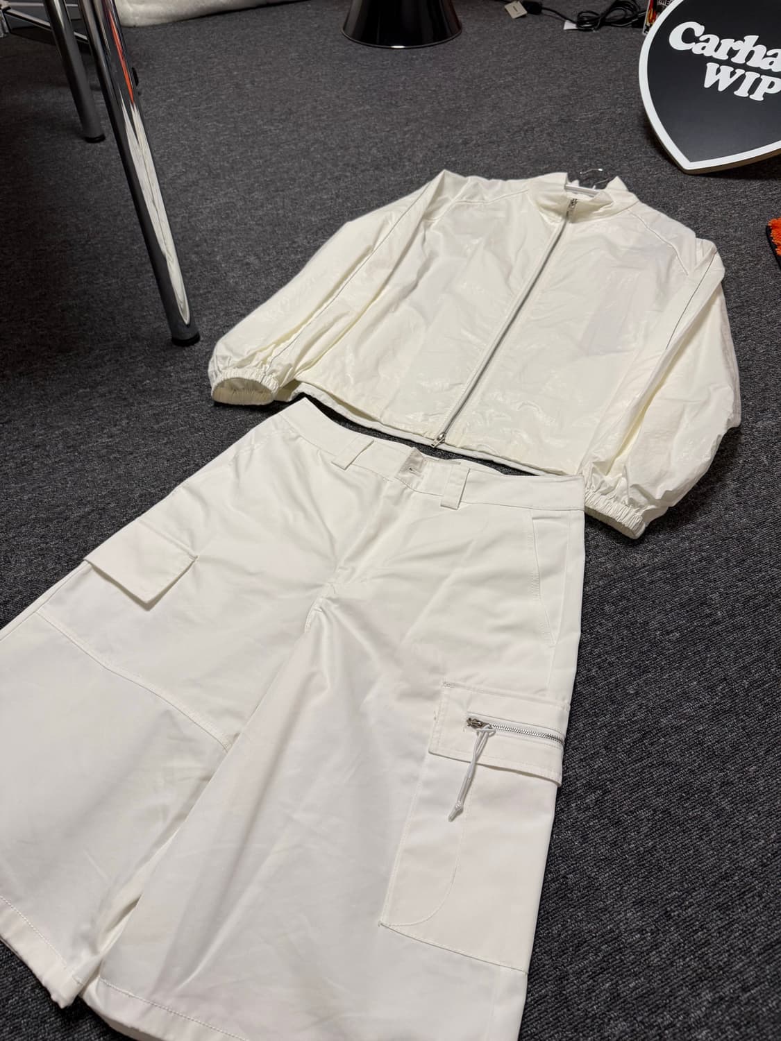 [ONE SIZE] 마땡킴 로고 코팅 점퍼 아이보리 상품이미지5