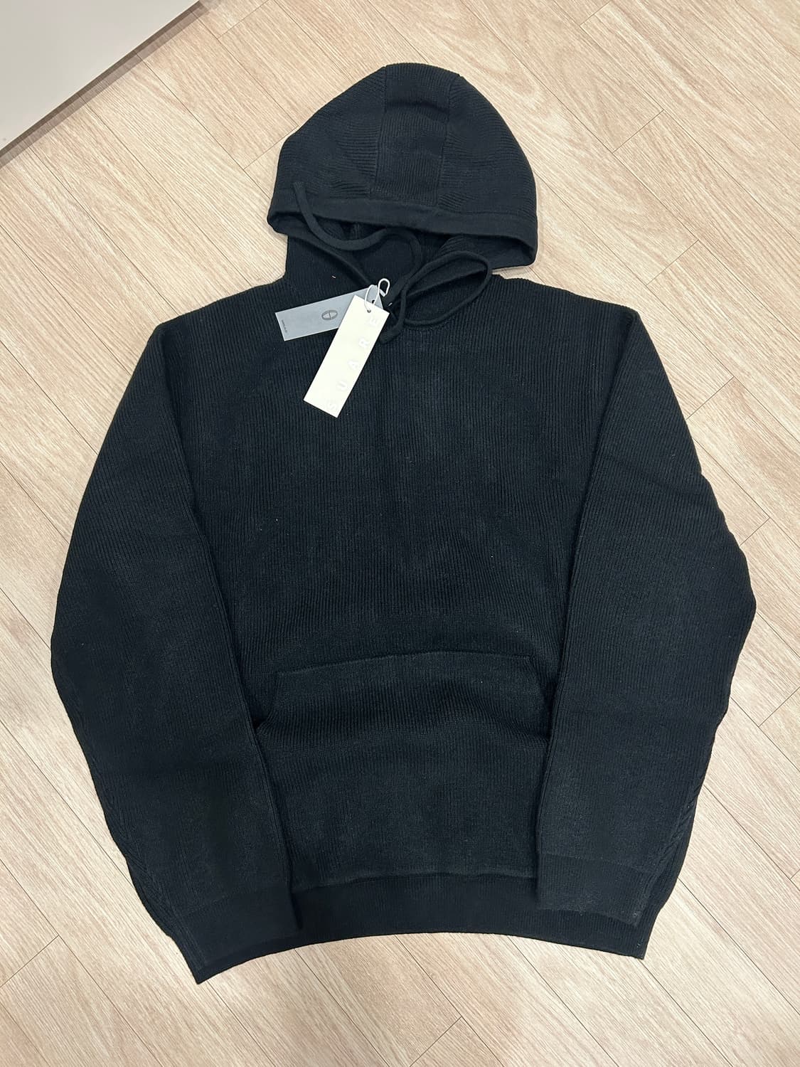 수아레 워셔블 니트 후드티 후드집업 블랙 L 상품이미지5