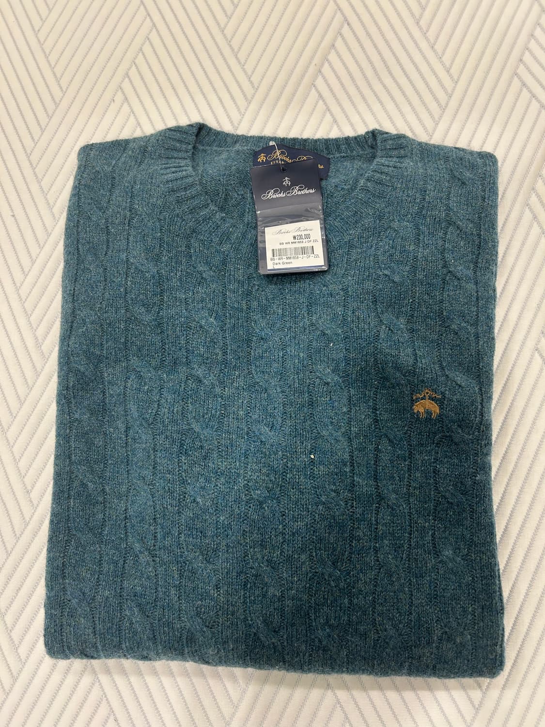 브룩스 브라더스 램스울 케이블 니트 L - 다크그린 상품이미지3