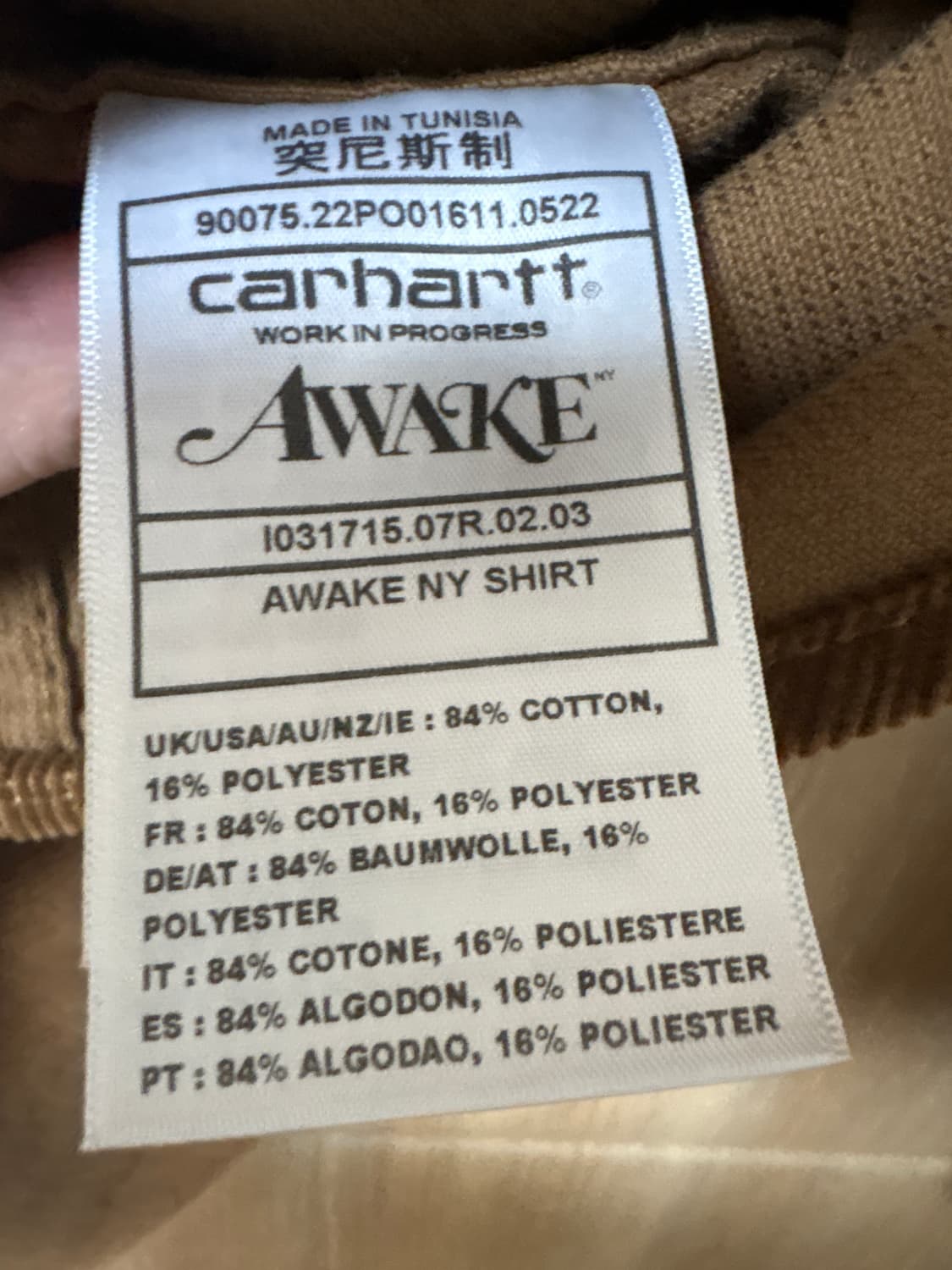 칼하트윕x어웨이크 뉴욕 코듀로이 셔츠 상품이미지3