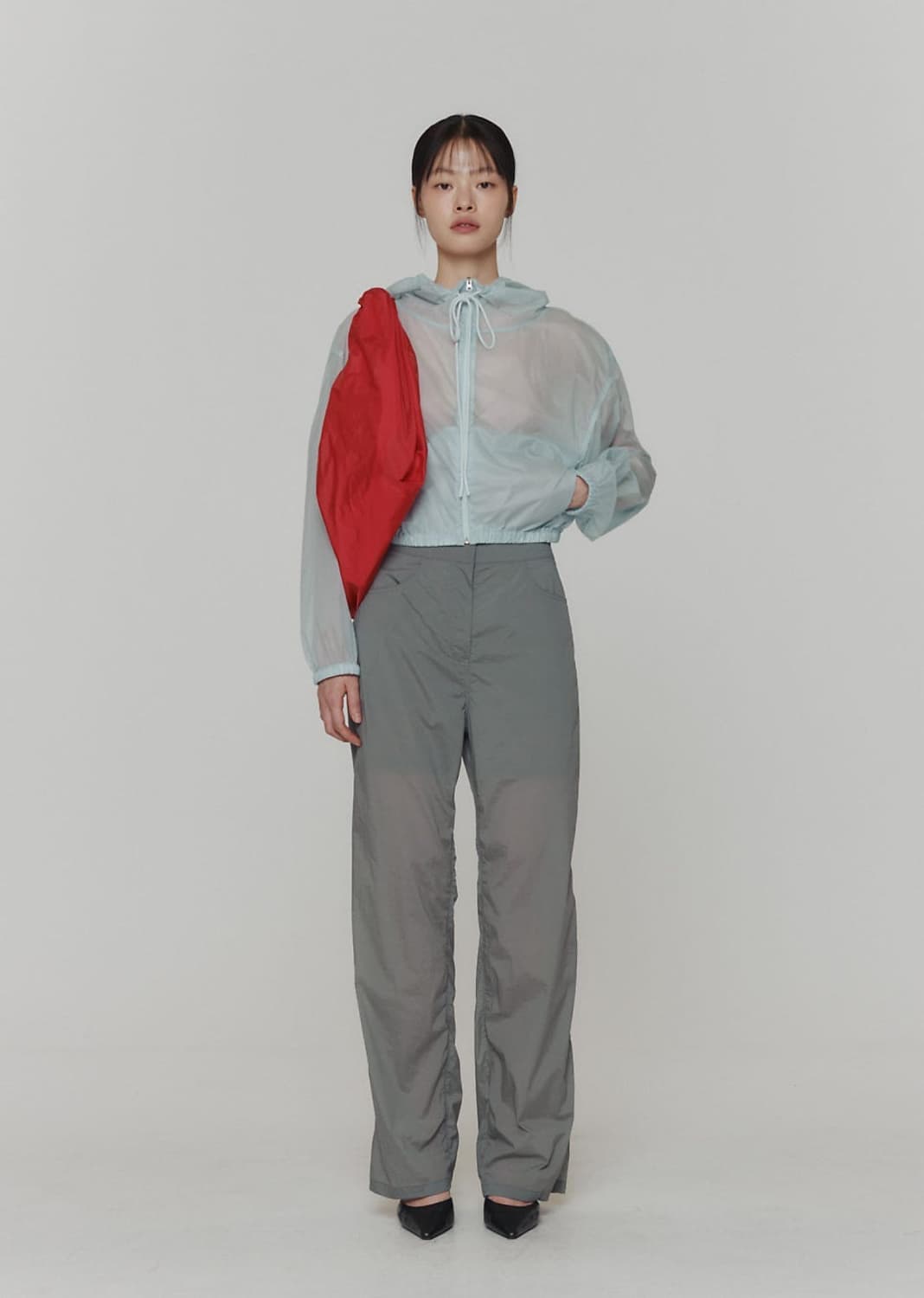 아모멘토 24ss 시어 셔링 바람막이 아이보리 상품이미지2